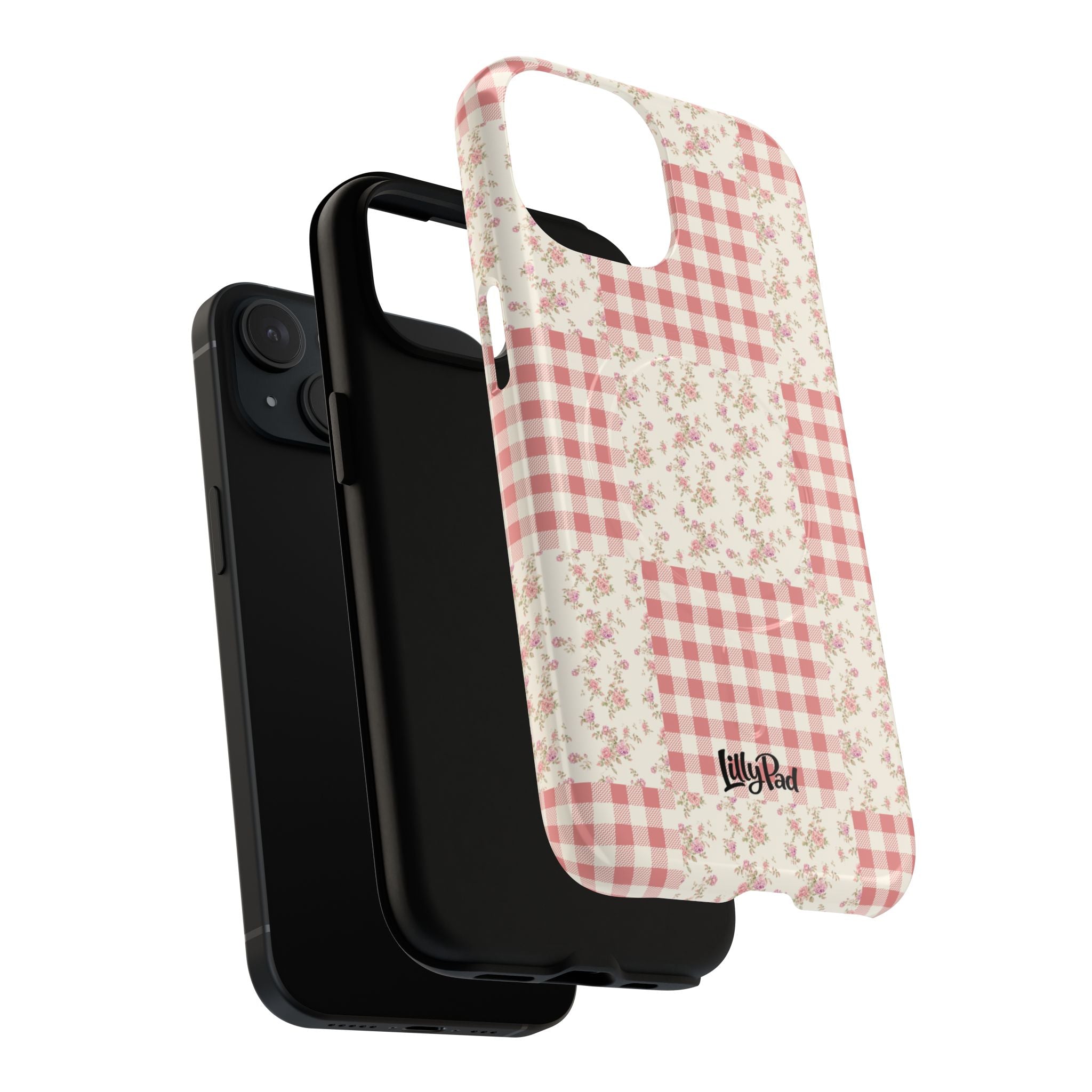 Pink Gingham Flower Phone Case | Tough Magnetic Case