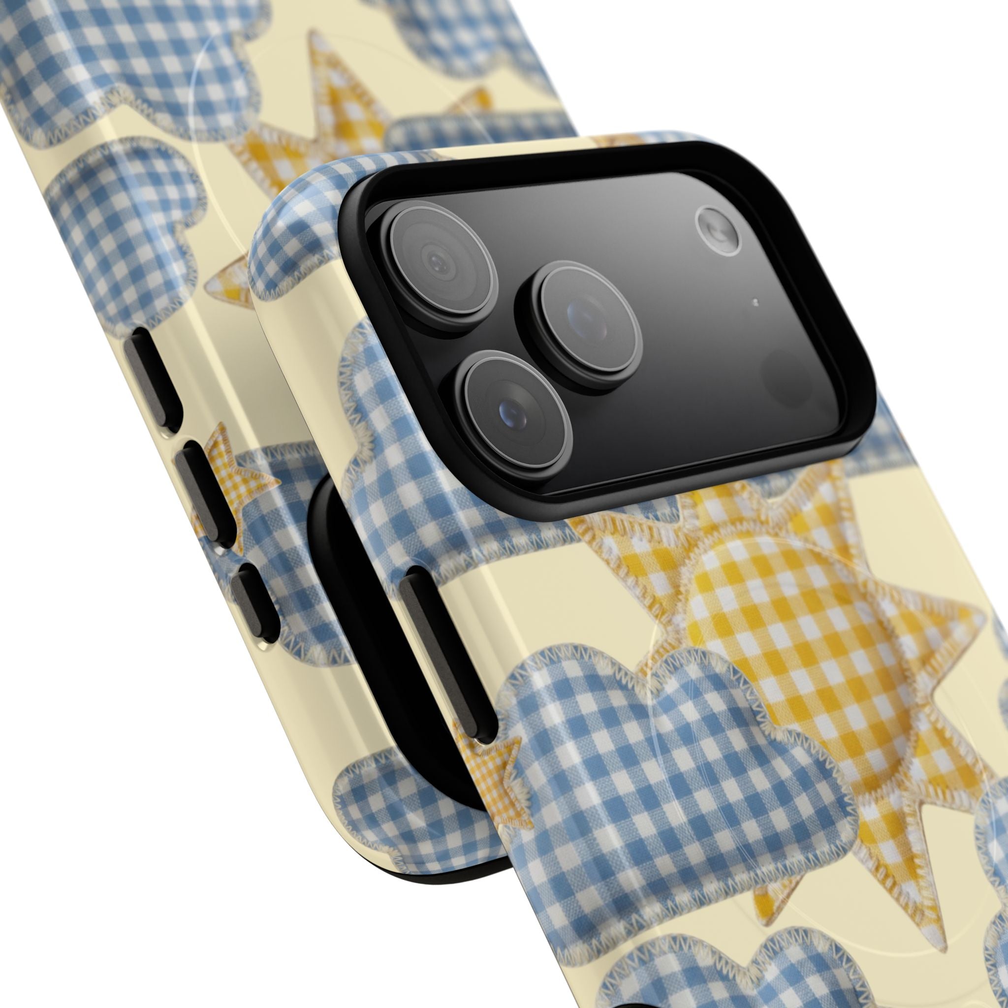 Gingham Sun and Clouds Phone Case | Tough Magnetic Case