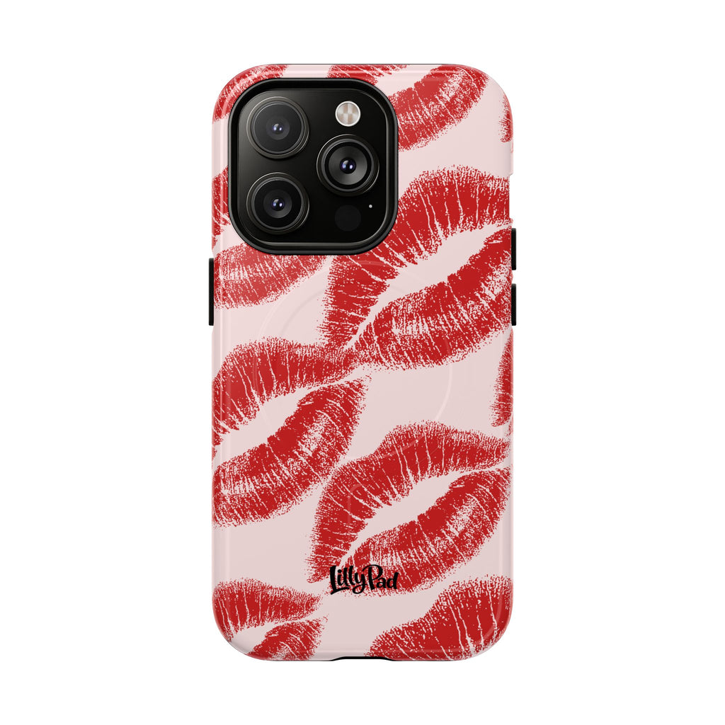 Red Lipstick Kiss Pattern Phone Case | Tough Magnetic Case
