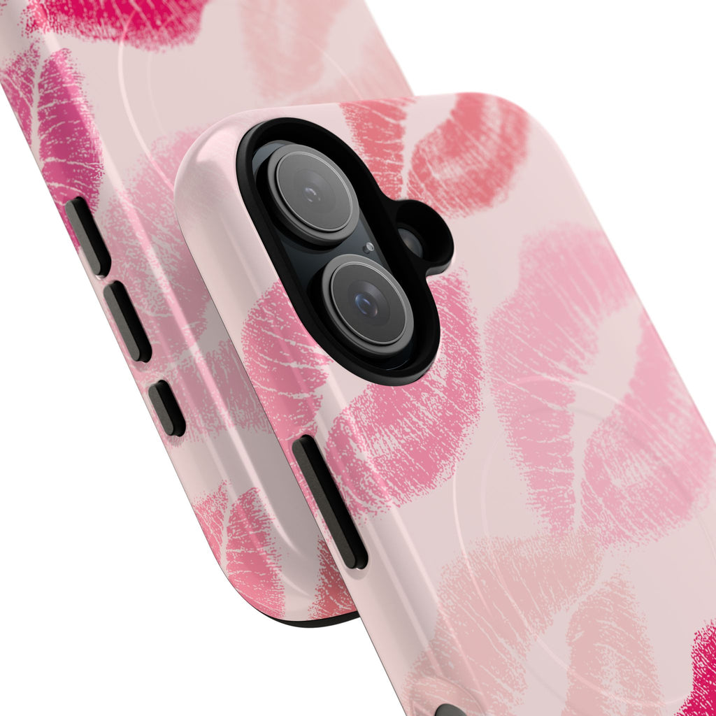 Pink Kiss Lip Print Phone Case | Tough Magnetic Case