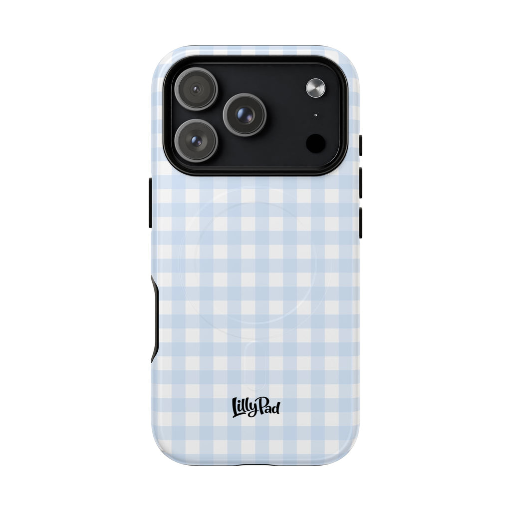 Blue Gingham Check Tough Phone Case | Plaid iPhone Cover