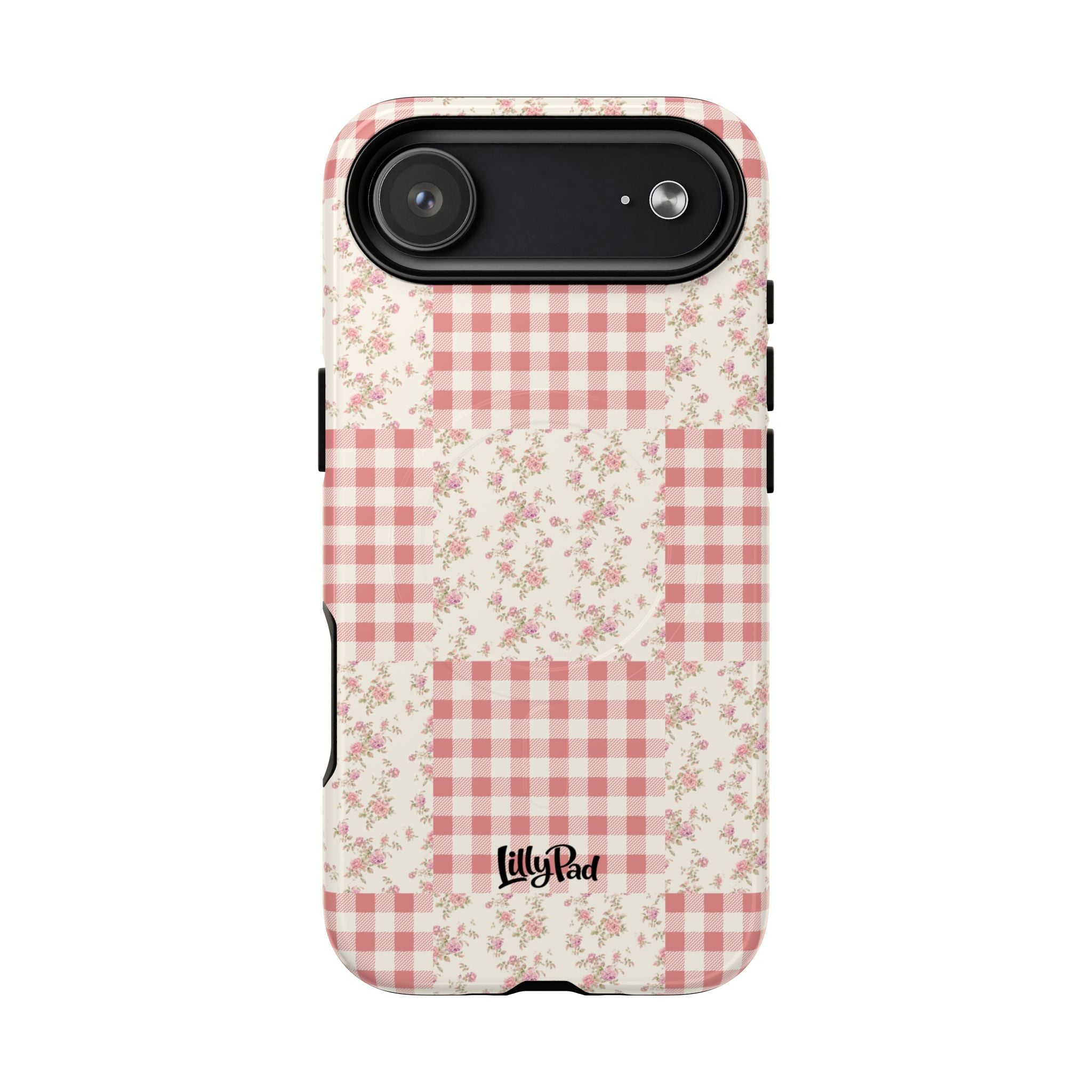 Pink Gingham Flower Phone Case | Tough Magnetic Case