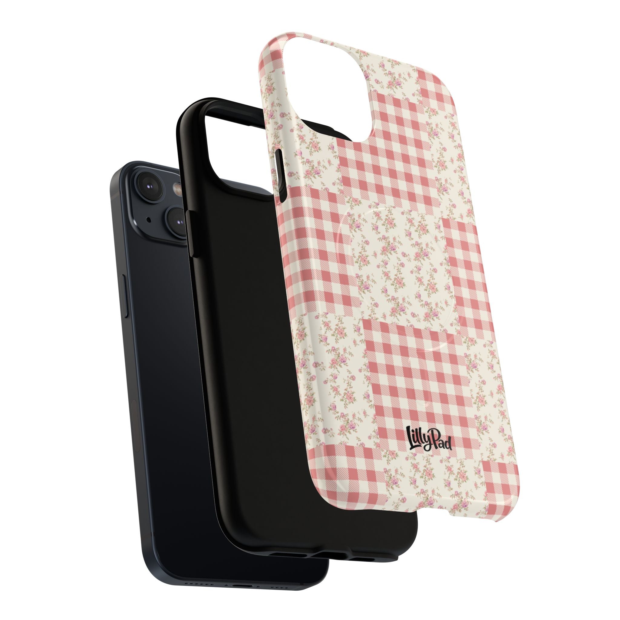 Pink Gingham Flower Phone Case | Tough Magnetic Case