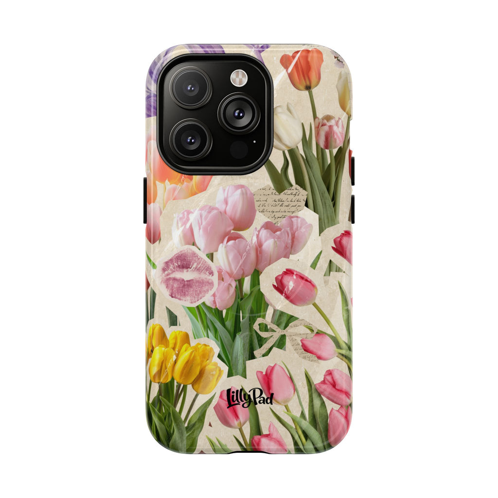 Vintage Tulip Collage Tough Phone Case | Floral iPhone Magnetic Case