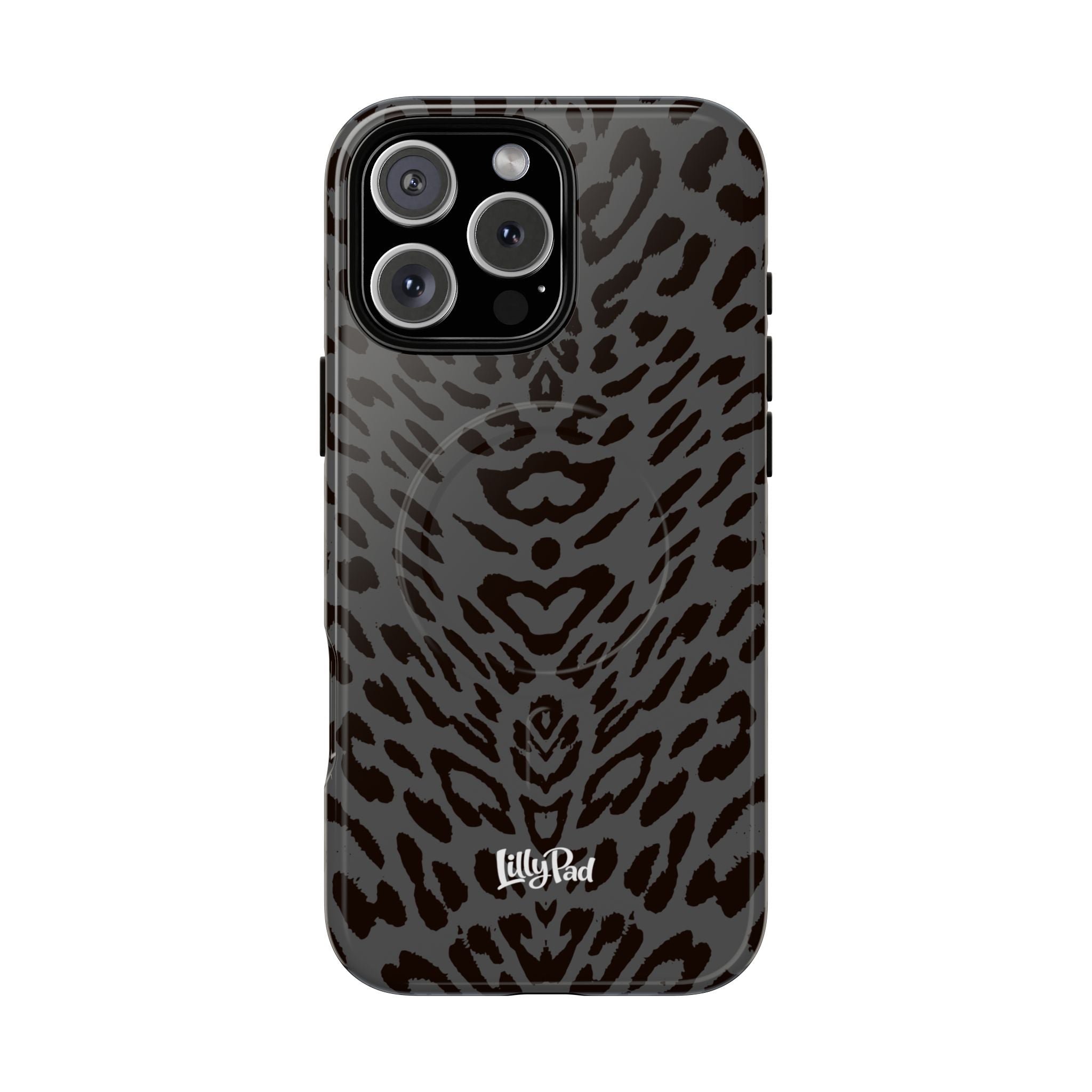 Leopard Print Magnetic Phone Case | Tough Magnetic Case, Black Animal Pattern