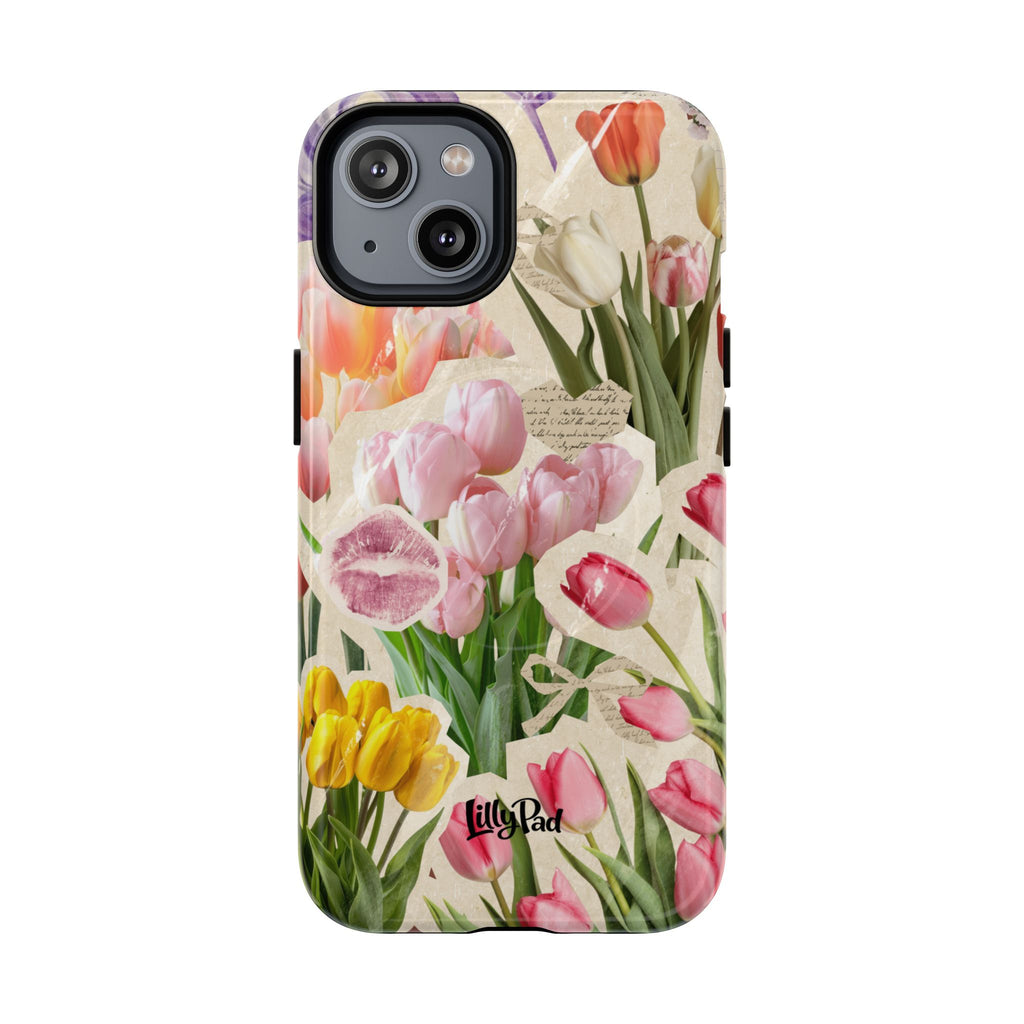 Vintage Tulip Collage Tough Phone Case | Floral iPhone Magnetic Case