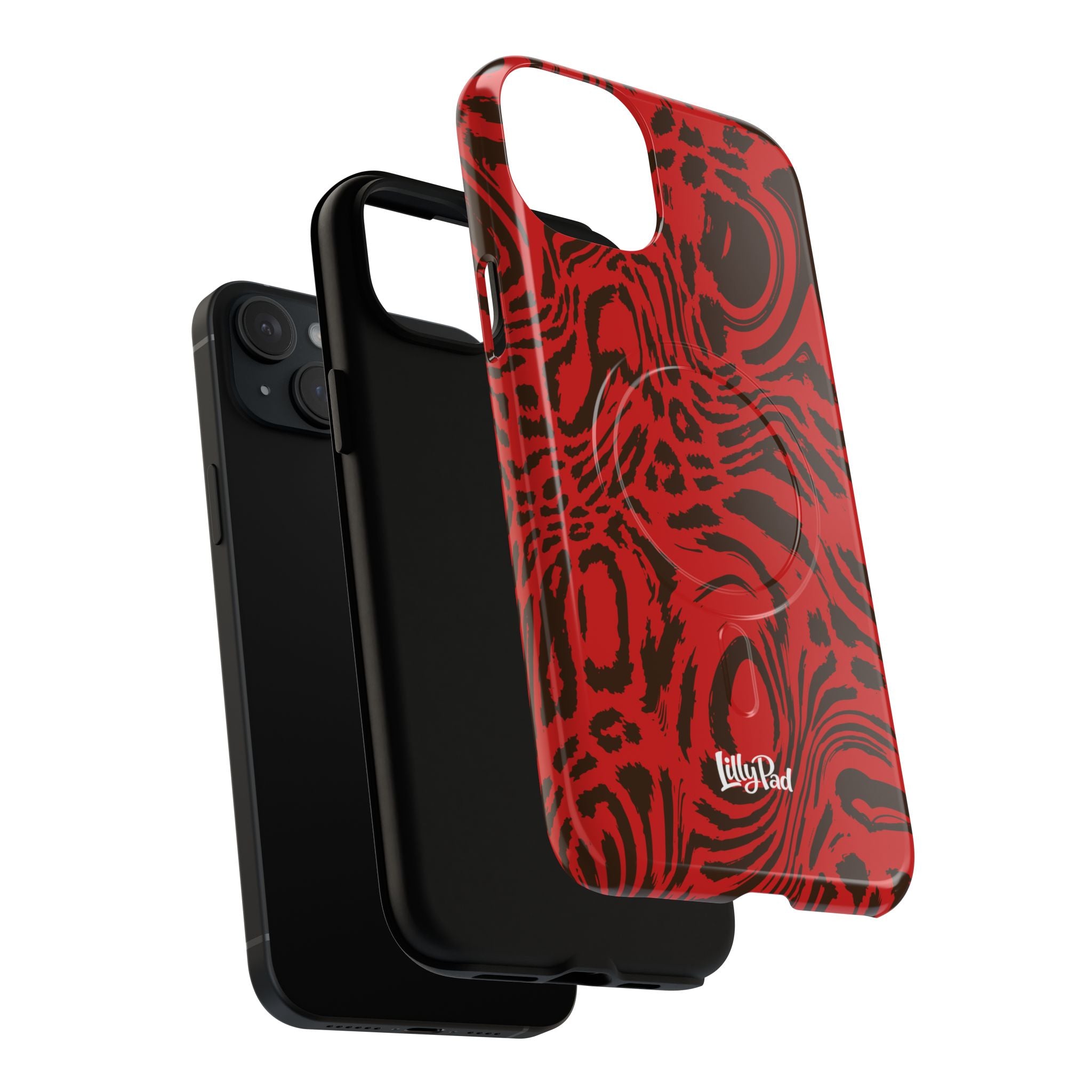 Red Black Swirl Pattern Phone Case | Tough Magnetic Case