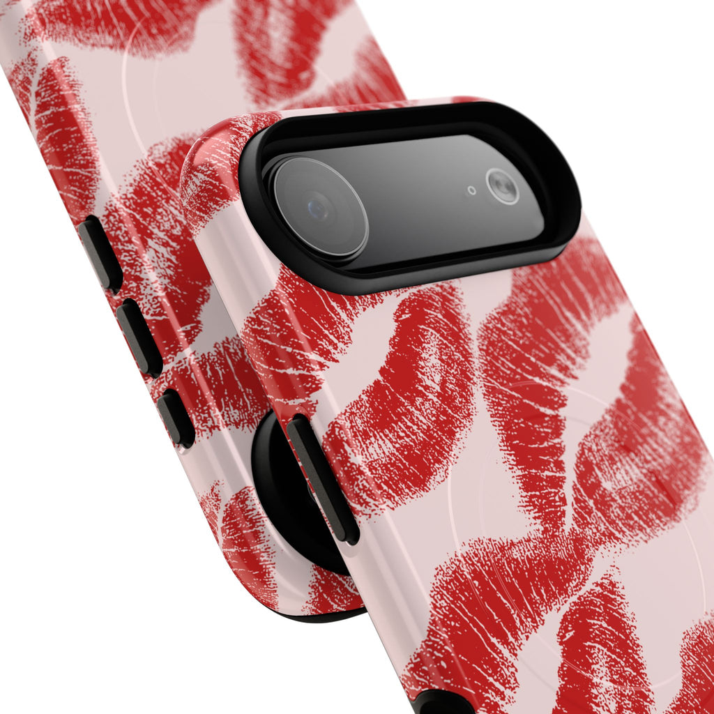 Red Lipstick Kiss Pattern Phone Case | Tough Magnetic Case