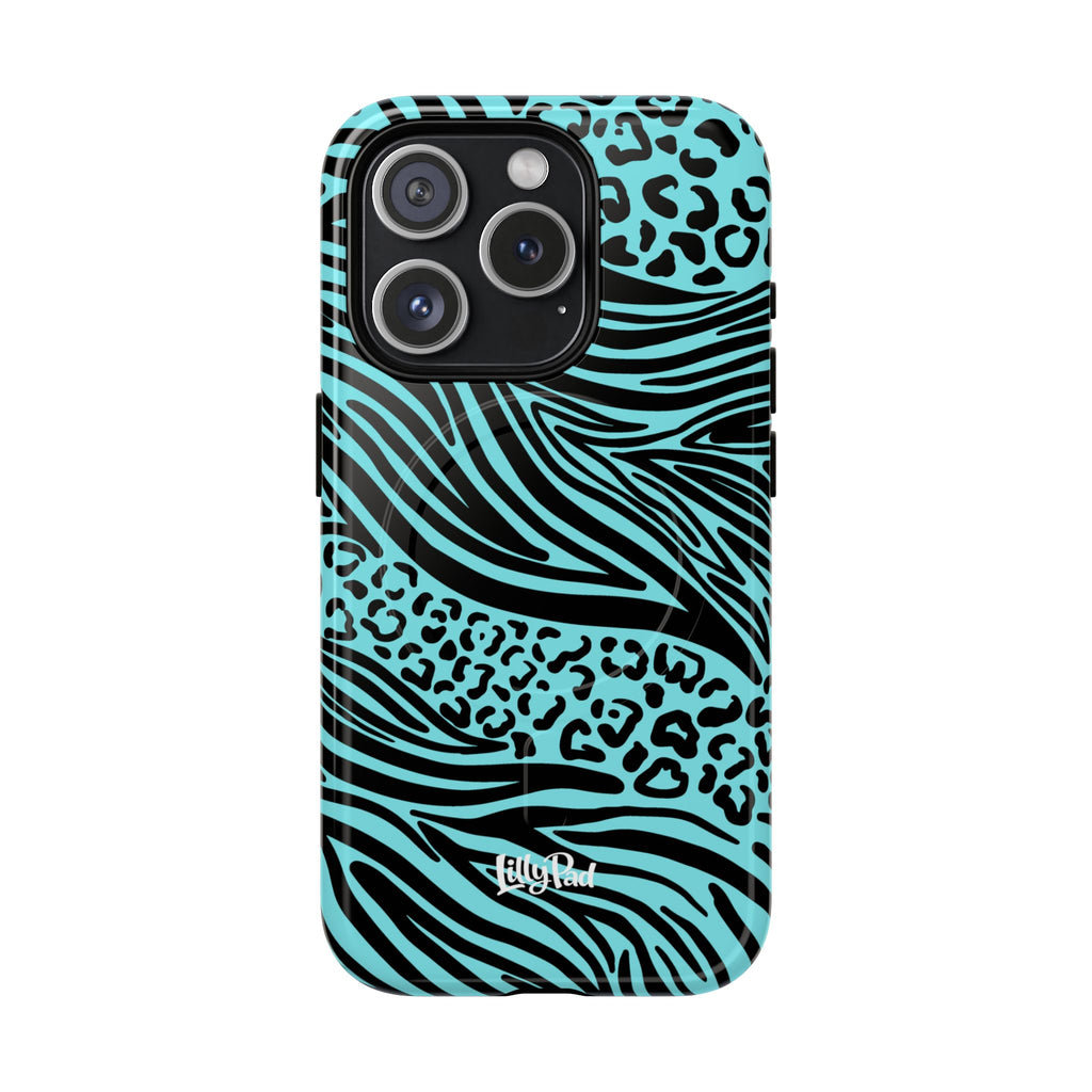 Y2K Animal Print Phone Case | Magnetic Tough Case, Zebra Leopard Blend