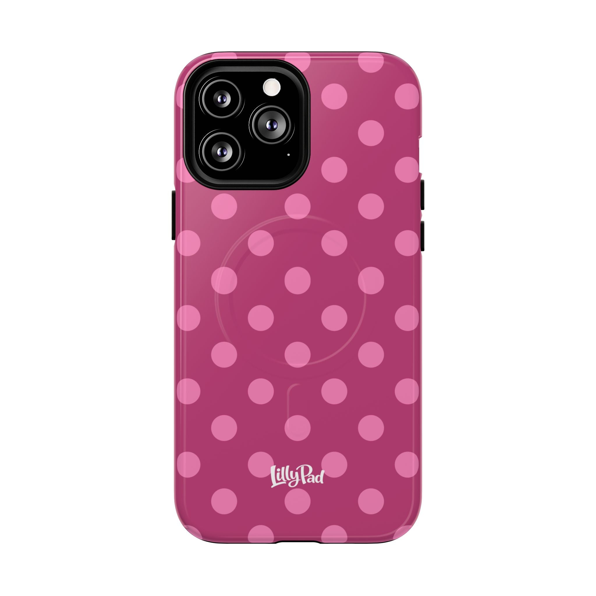 Pink Polka Dot Tough Magnetic Case | Phone Cover, MagSafe Compatible