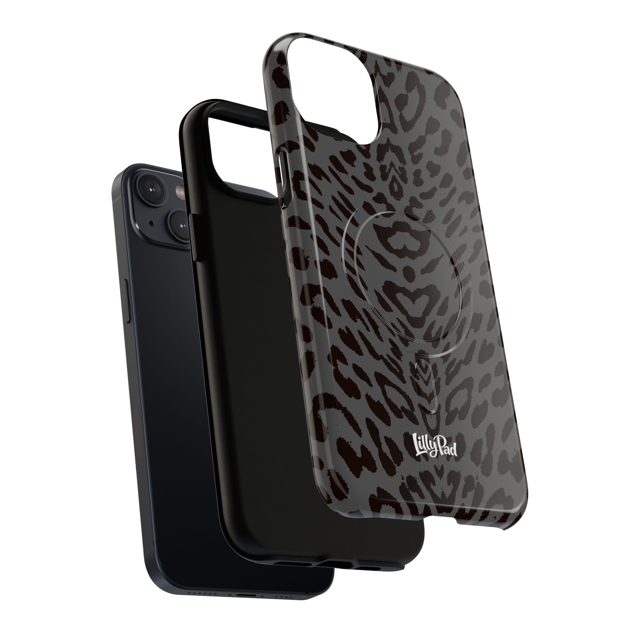 Leopard Print Magnetic Phone Case | Tough Magnetic Case, Black Animal Pattern