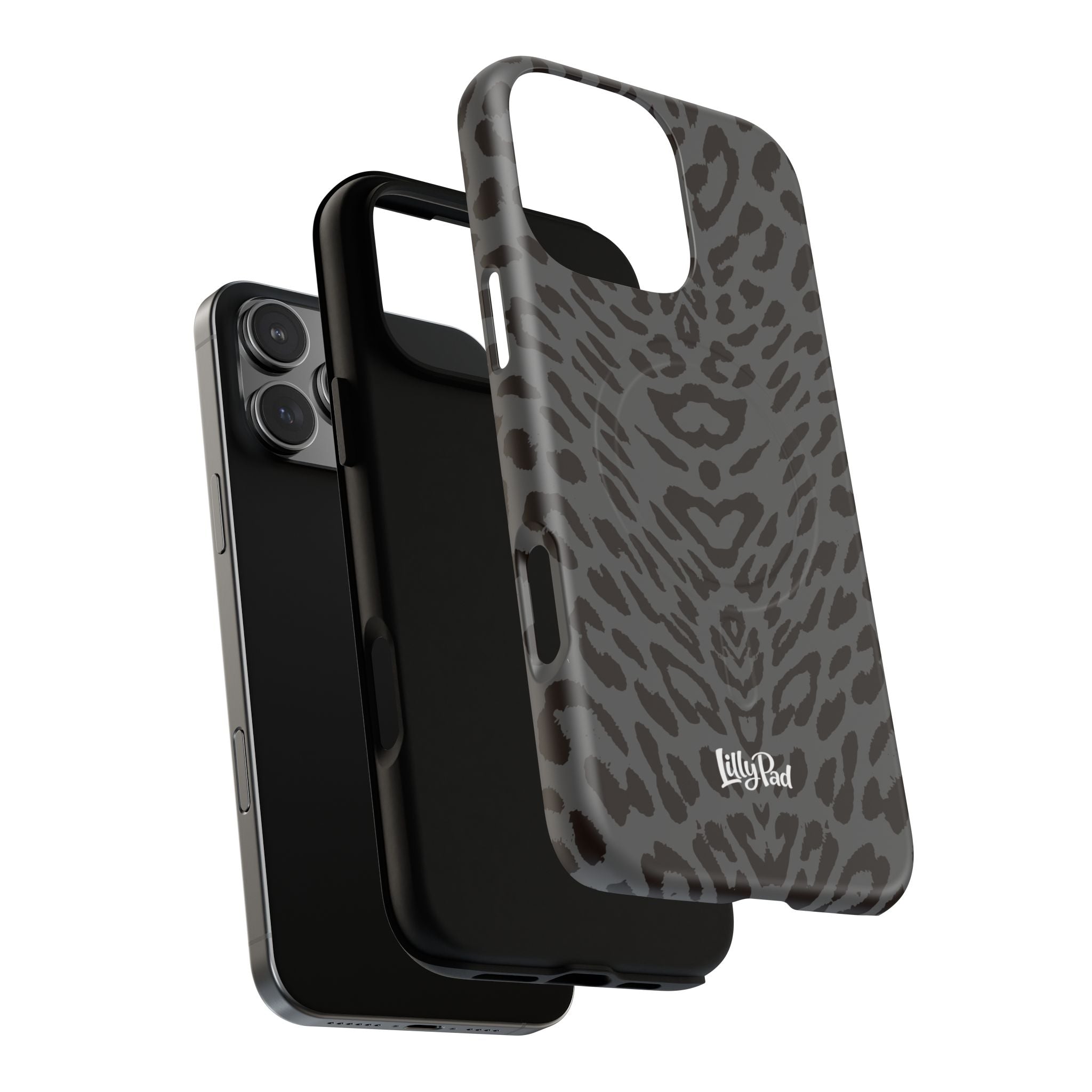 Leopard Print Magnetic Phone Case | Tough Magnetic Case, Black Animal Pattern