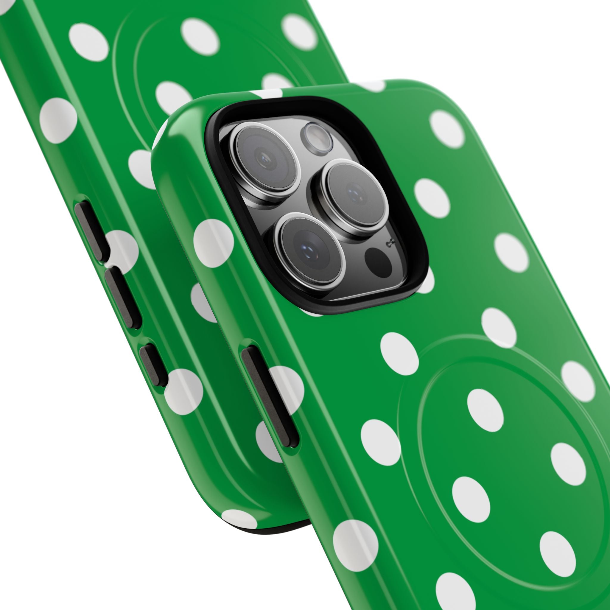White Polka Dot Green Phone Case | Tough Magnetic Case