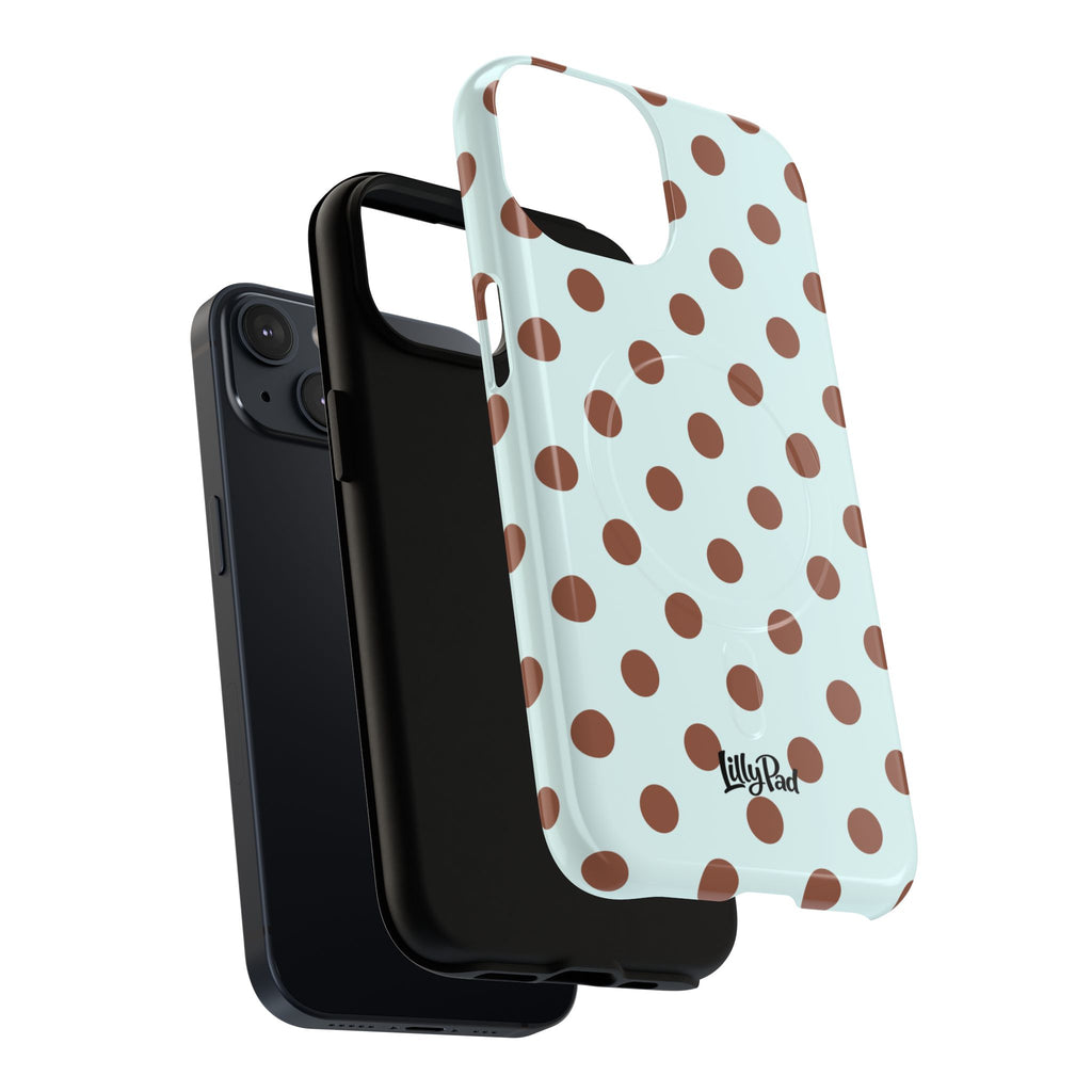 Brown Polka Dot on Mint Phone Case | Tough Magnetic Case