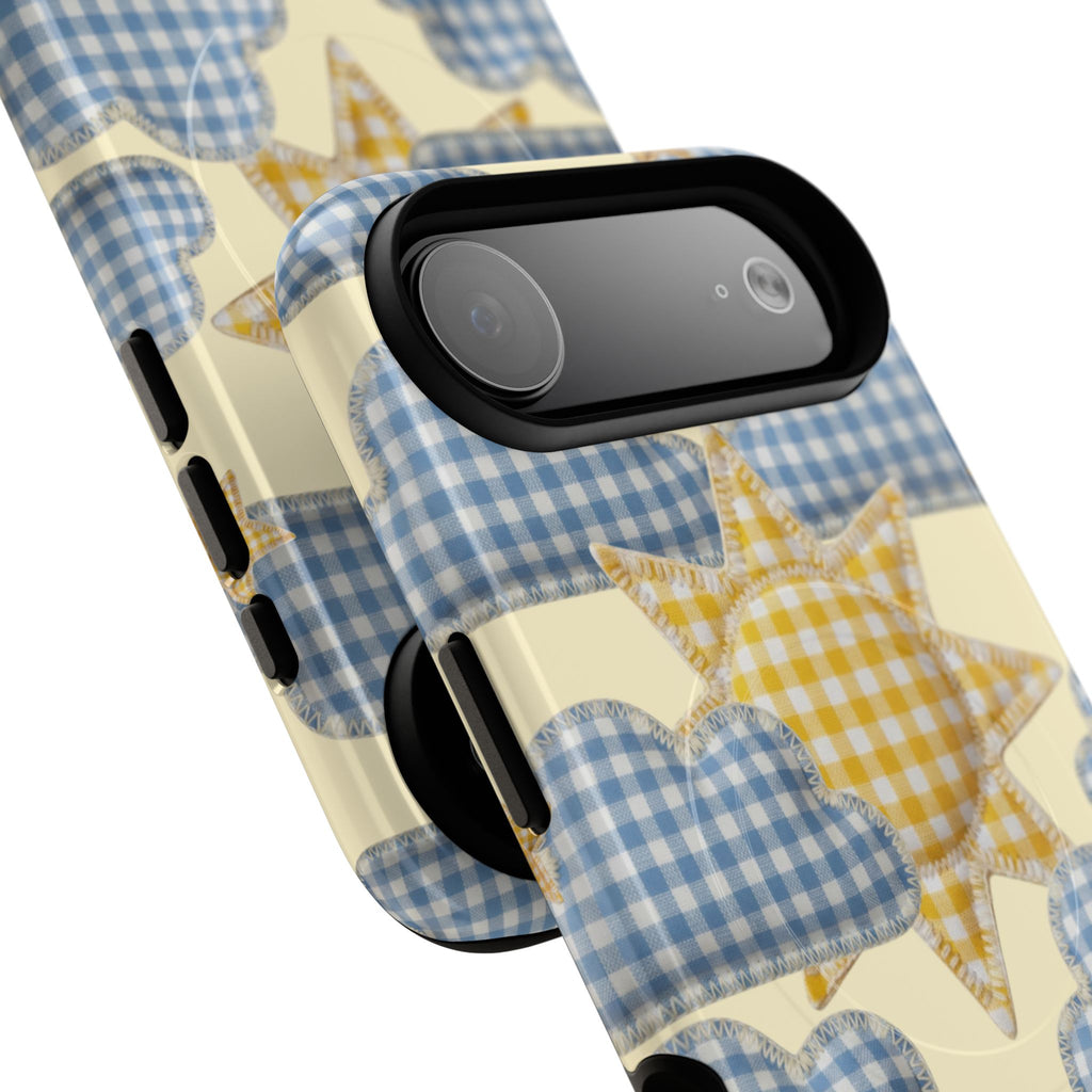 Gingham Sun and Clouds Phone Case | Tough Magnetic Case
