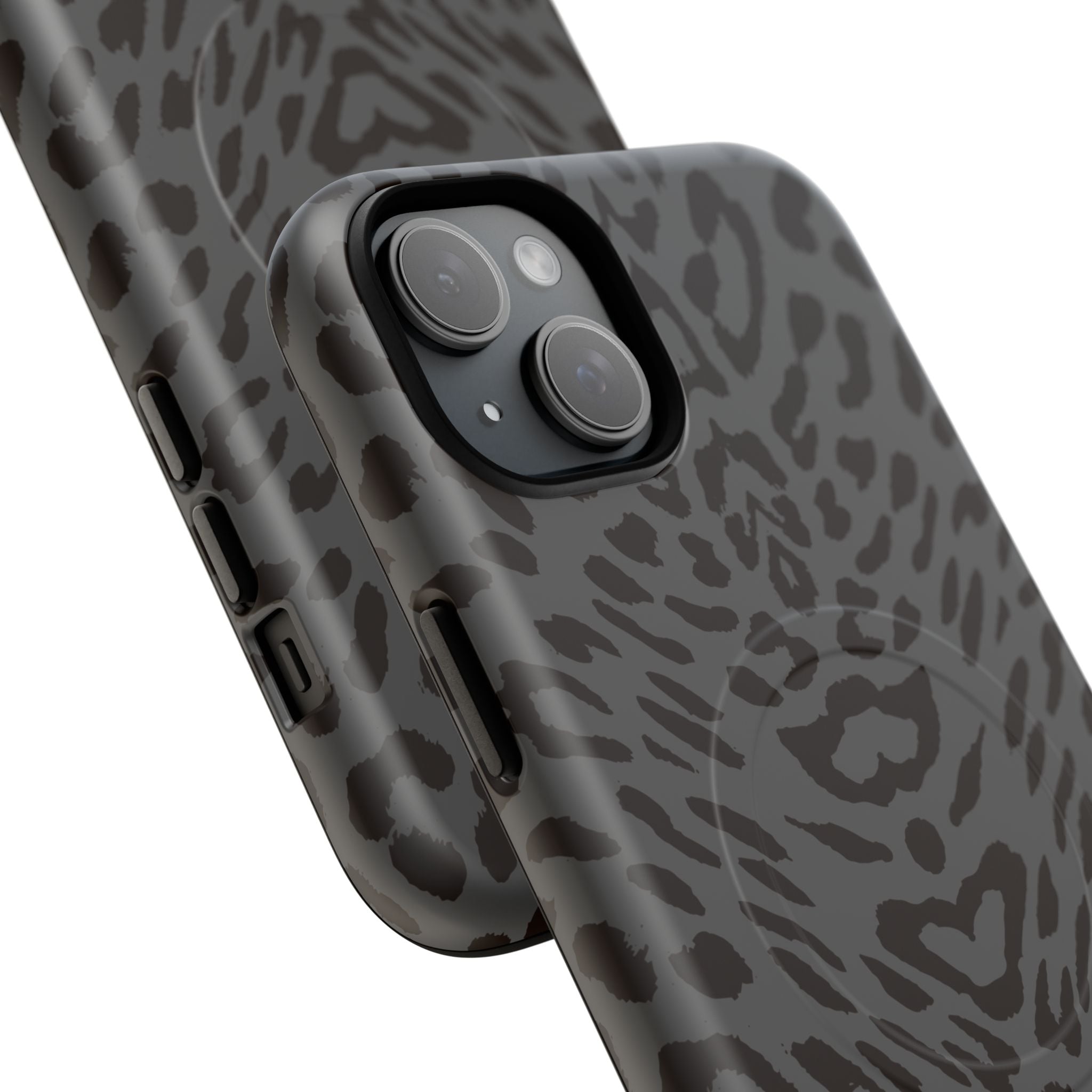Leopard Print Magnetic Phone Case | Tough Magnetic Case, Black Animal Pattern