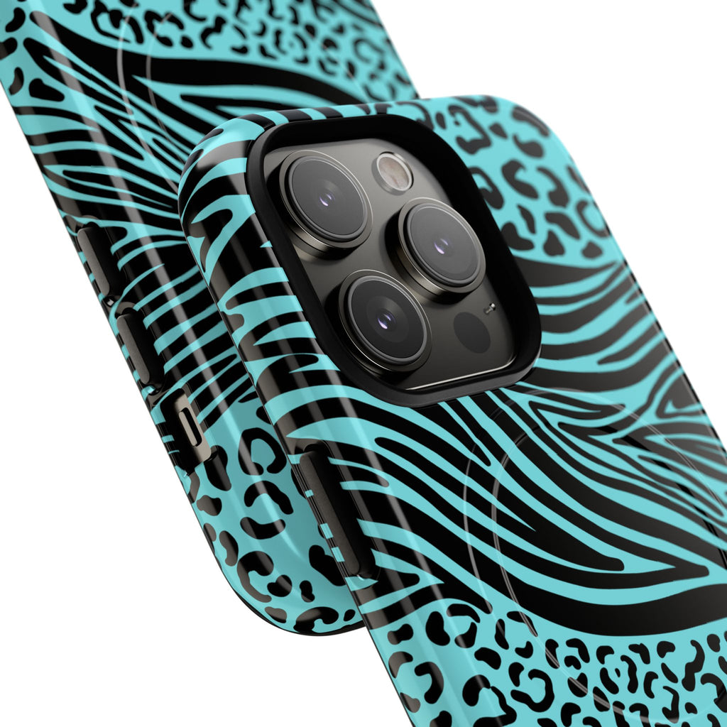 Y2K Animal Print Phone Case | Magnetic Tough Case, Zebra Leopard Blend