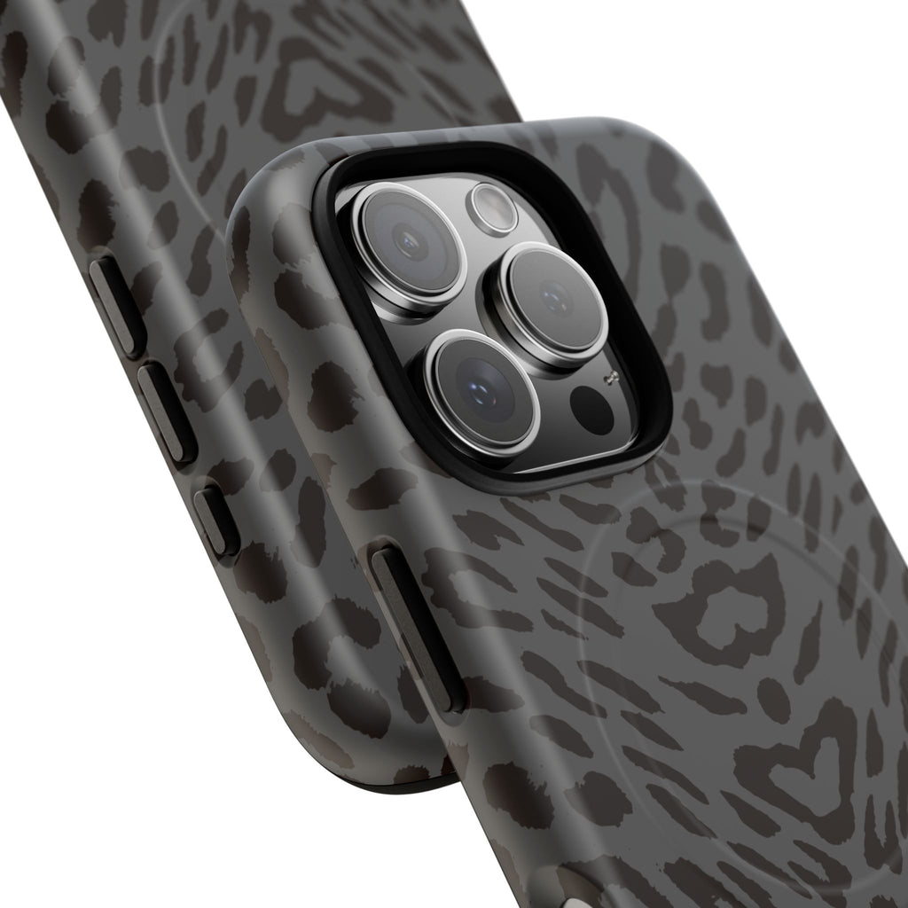 Leopard Print Magnetic Phone Case | Tough Magnetic Case, Black Animal Pattern