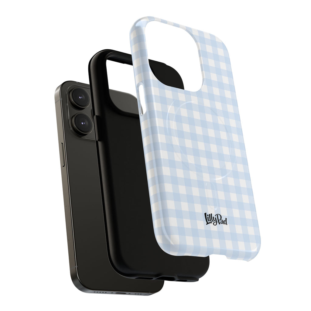 Blue Gingham Check Tough Phone Case | Plaid iPhone Cover