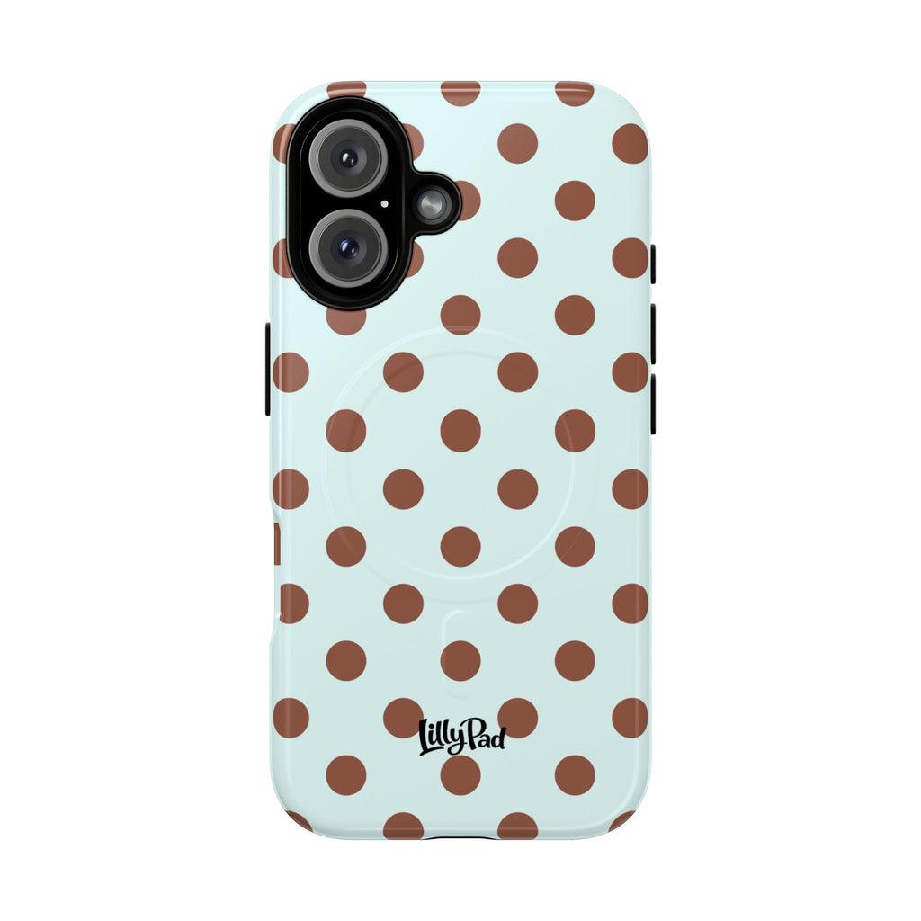 Brown Polka Dot on Mint Phone Case | Tough Magnetic Case