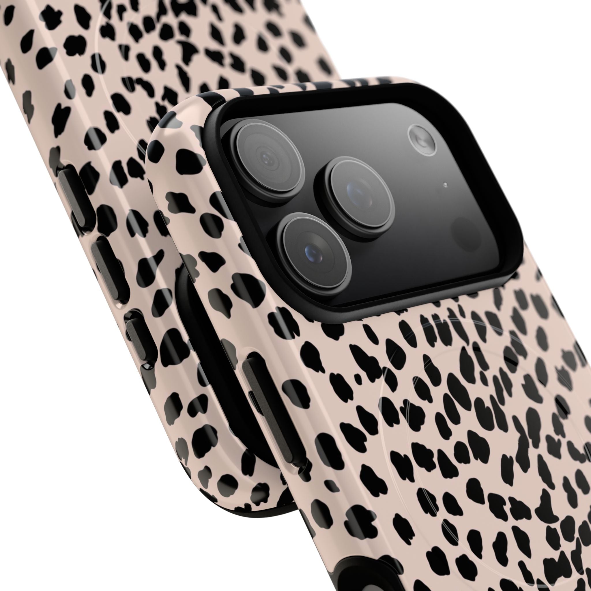 Leopard Print Phone Case Tough Magnetic Case | Pink Black Spot iPhone Cover