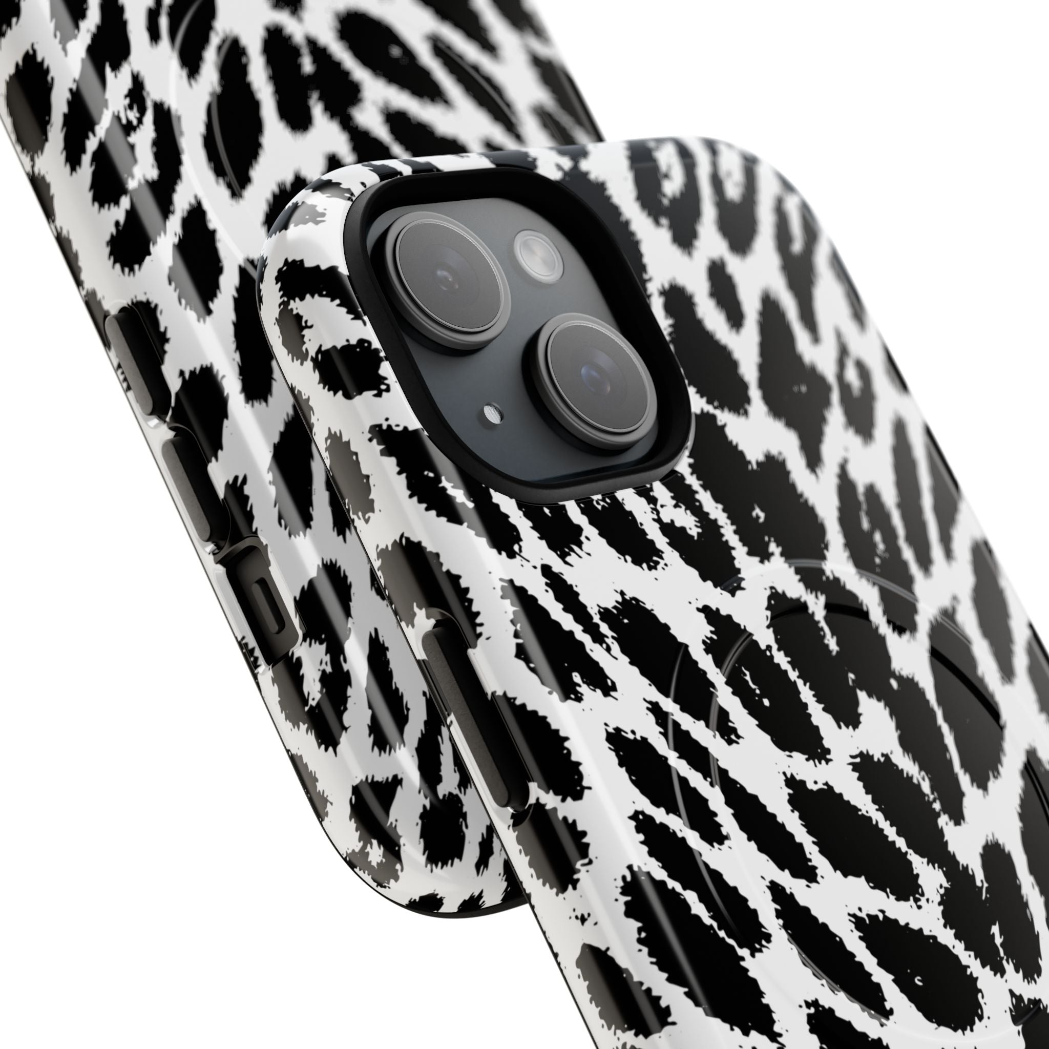Black White Leopard Print Phone Case | Tough Magnetic Case