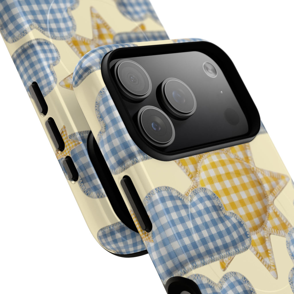 Gingham Sun and Clouds Phone Case | Tough Magnetic Case