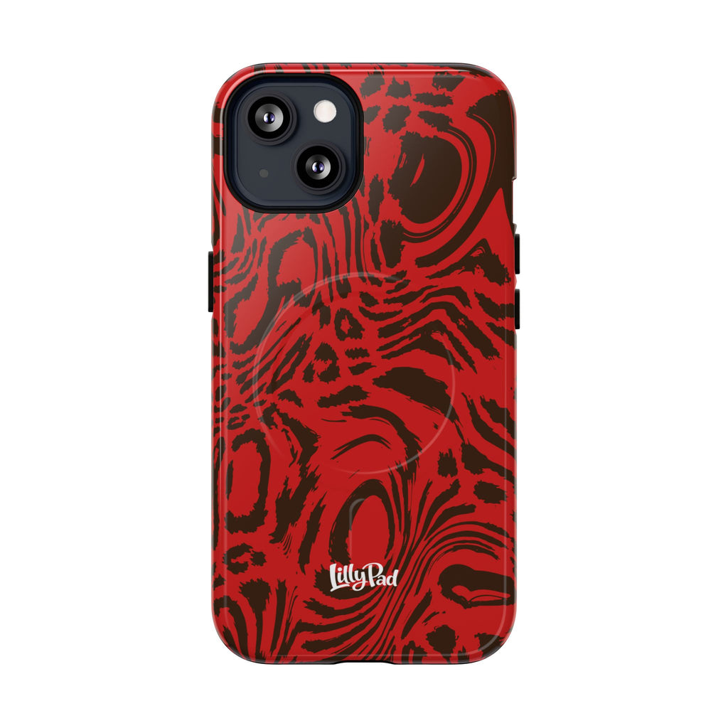 Red Black Swirl Pattern Phone Case | Tough Magnetic Case