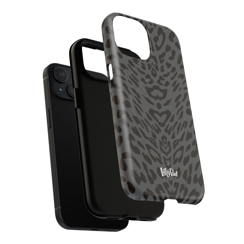 Leopard Print Magnetic Phone Case | Tough Magnetic Case, Black Animal Pattern