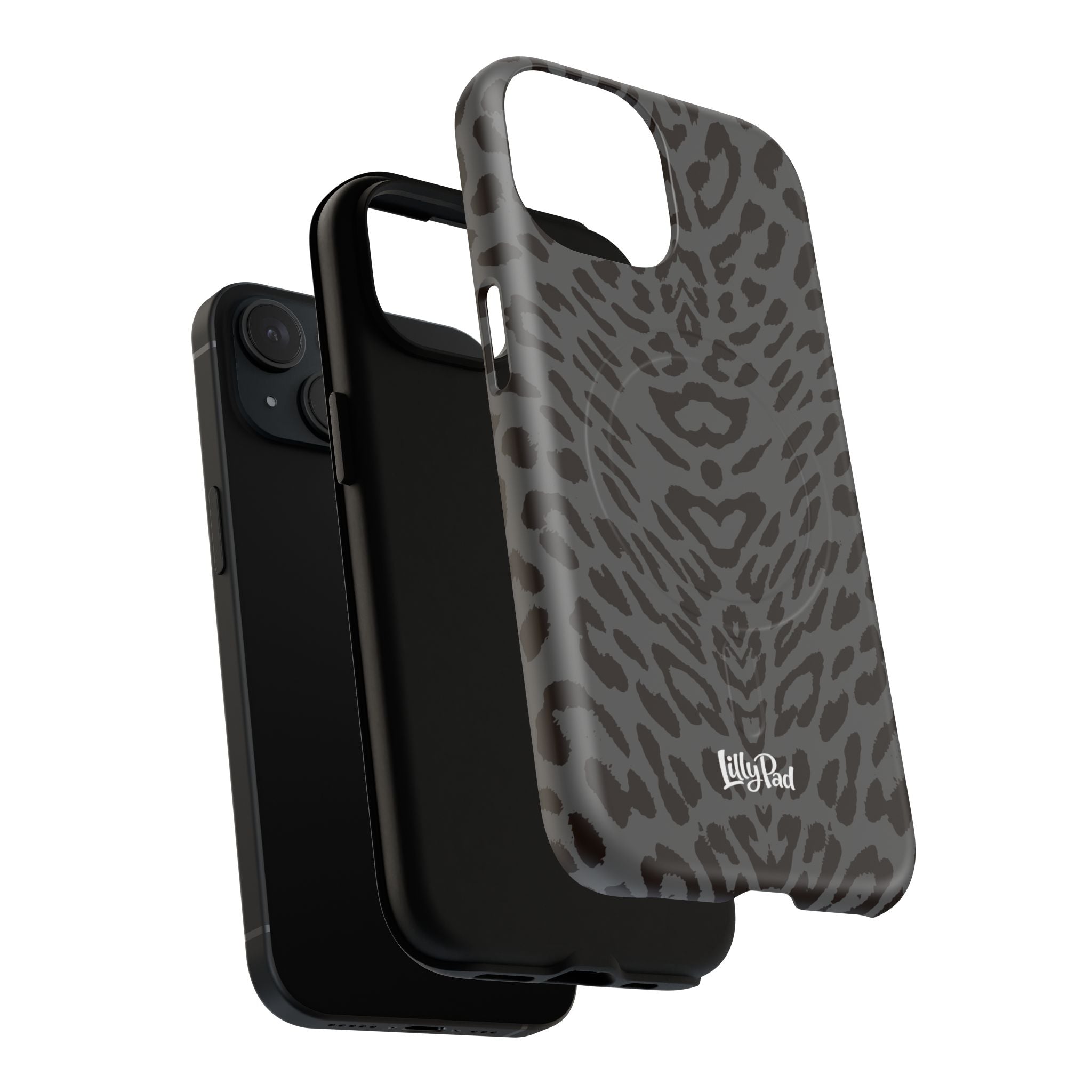 Leopard Print Magnetic Phone Case | Tough Magnetic Case, Black Animal Pattern