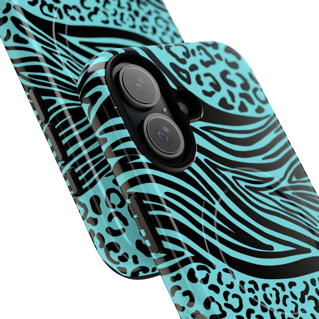 Y2K Animal Print Phone Case | Magnetic Tough Case, Zebra Leopard Blend