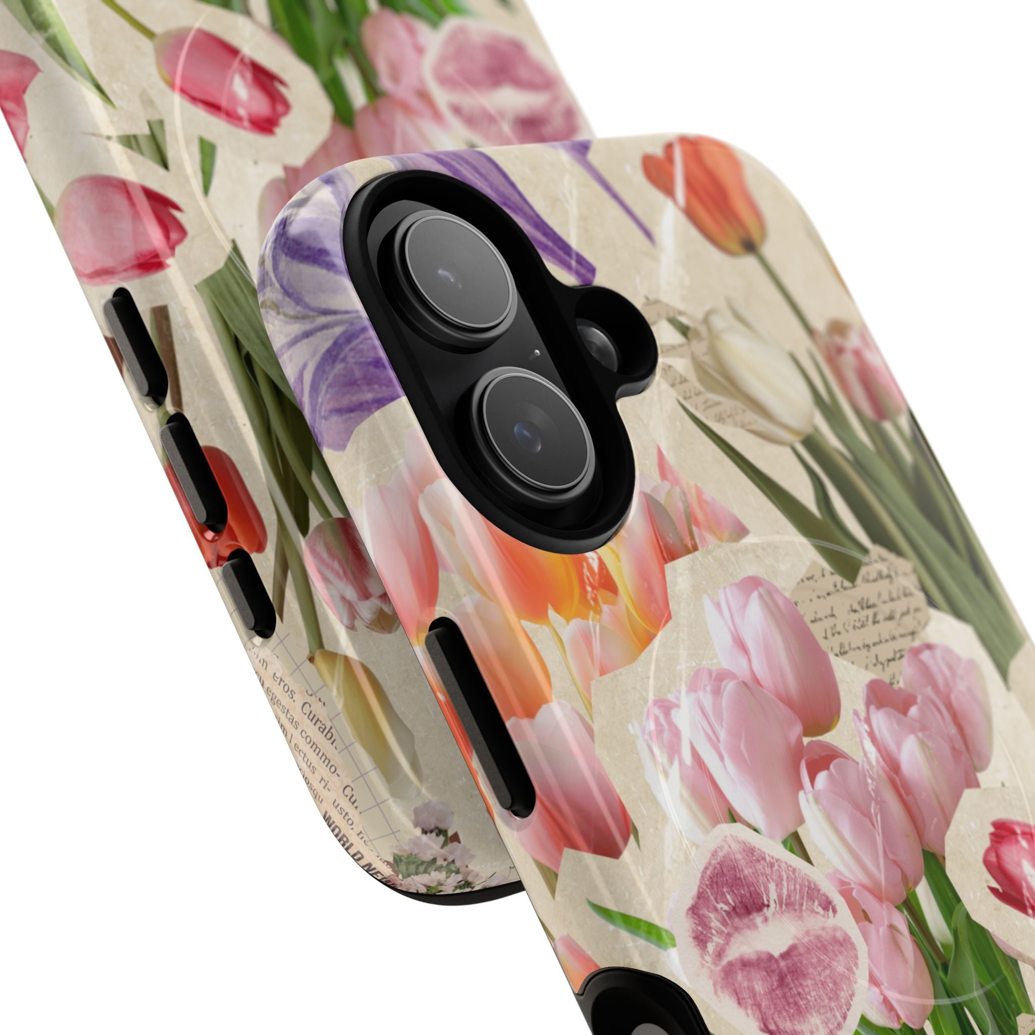 Vintage Tulip Collage Tough Phone Case | Floral iPhone Magnetic Case