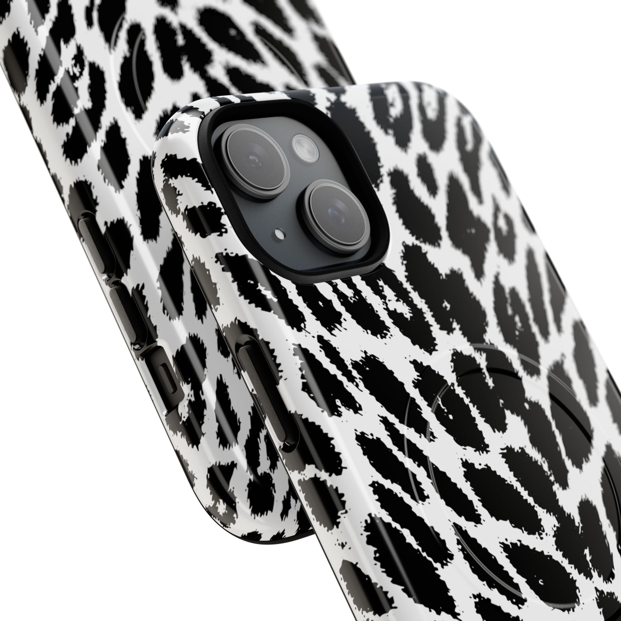 Black White Leopard Print Phone Case | Tough Magnetic Case