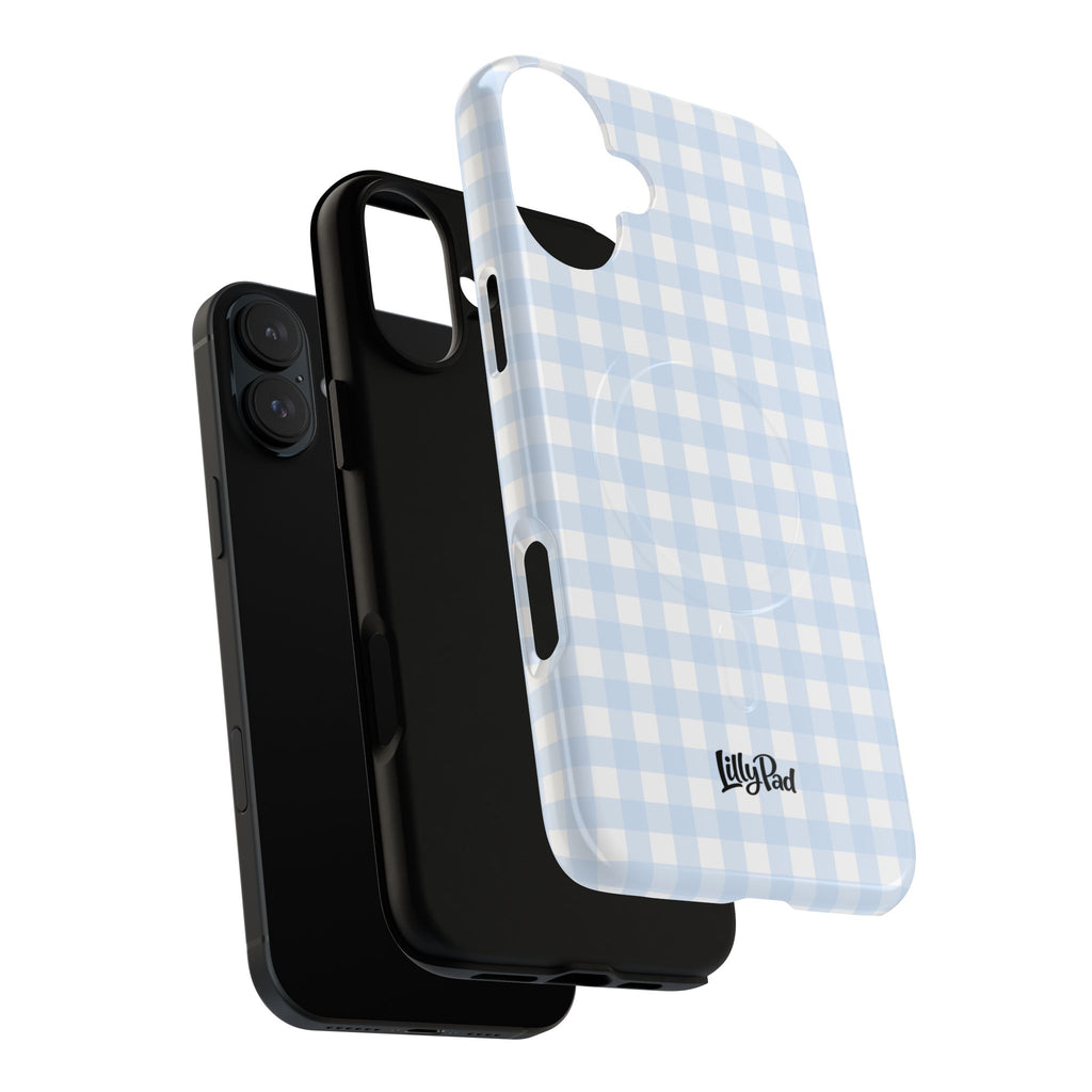 Blue Gingham Check Tough Phone Case | Plaid iPhone Cover