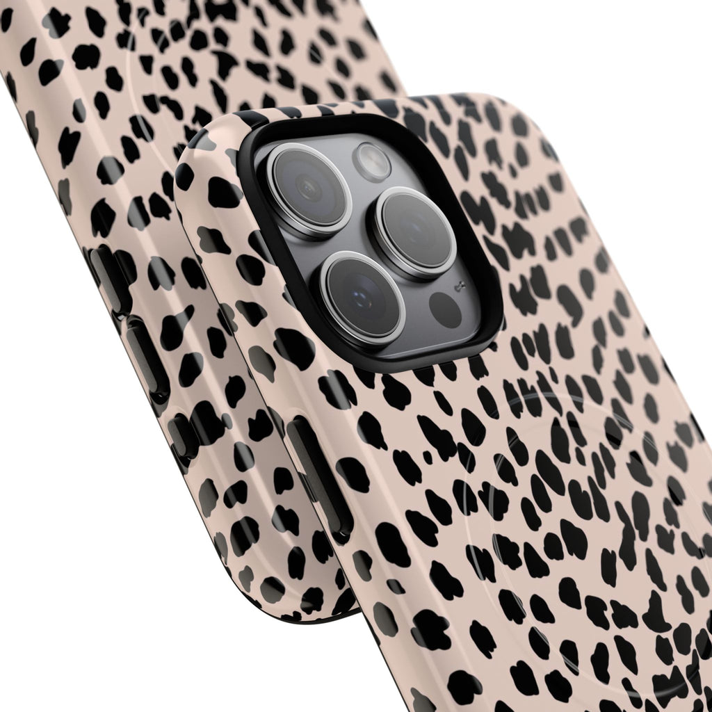 Leopard Print Phone Case Tough Magnetic Case | Pink Black Spot iPhone Cover