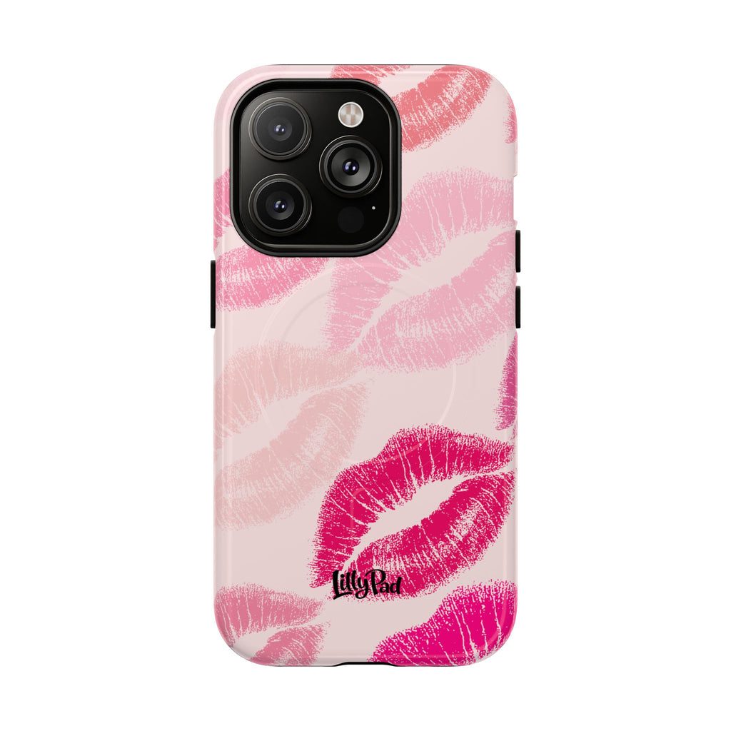 Pink Kiss Lip Print Phone Case | Tough Magnetic Case