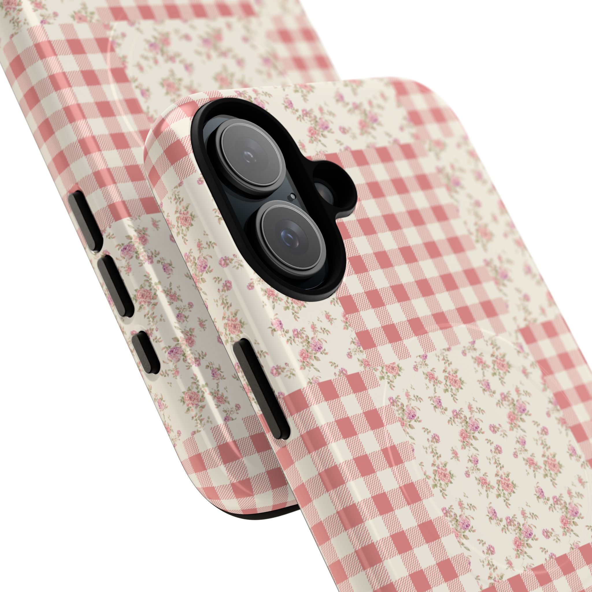 Pink Gingham Flower Phone Case | Tough Magnetic Case