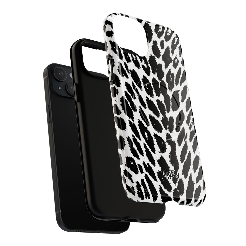 Black White Leopard Print Phone Case | Tough Magnetic Case