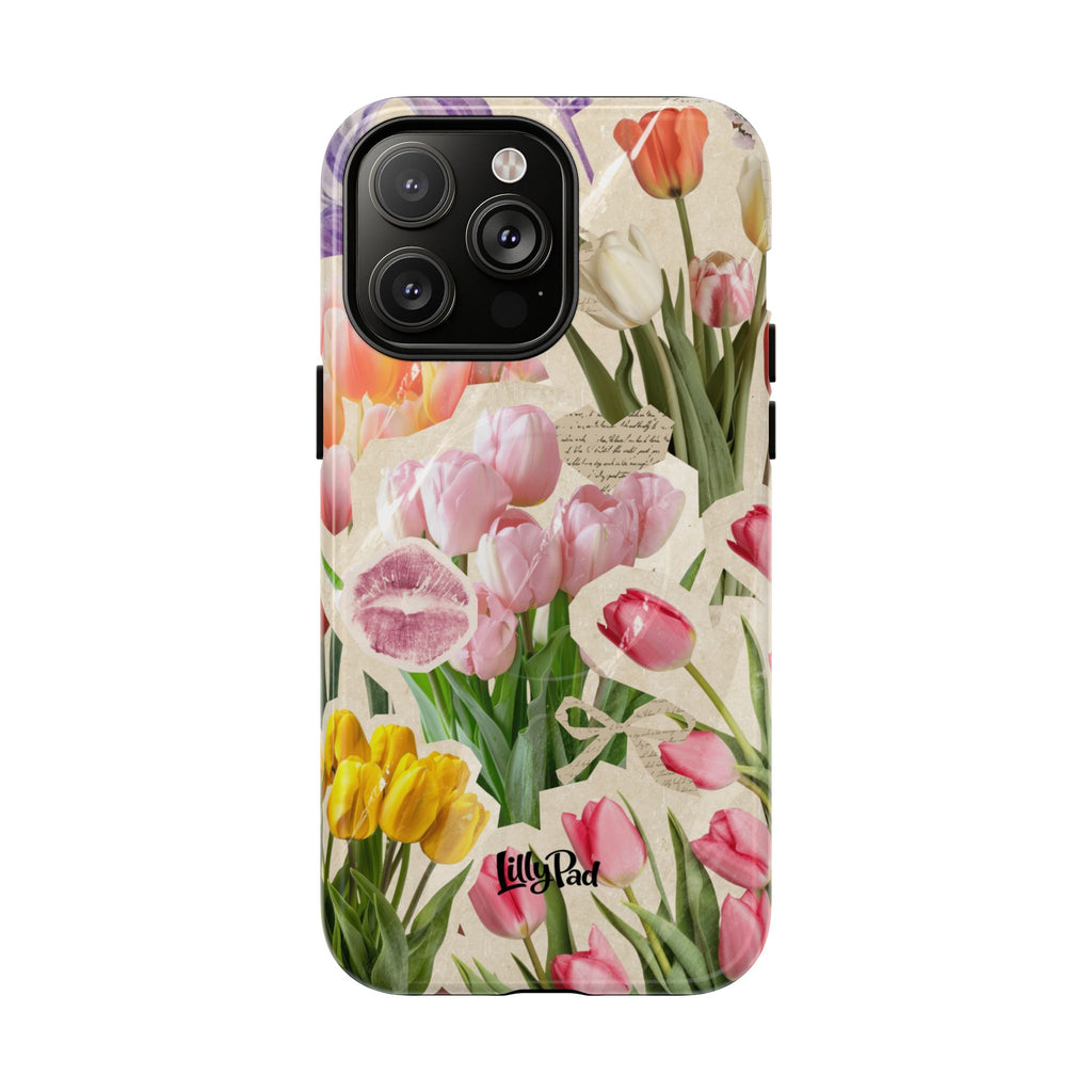 Vintage Tulip Collage Tough Phone Case | Floral iPhone Magnetic Case