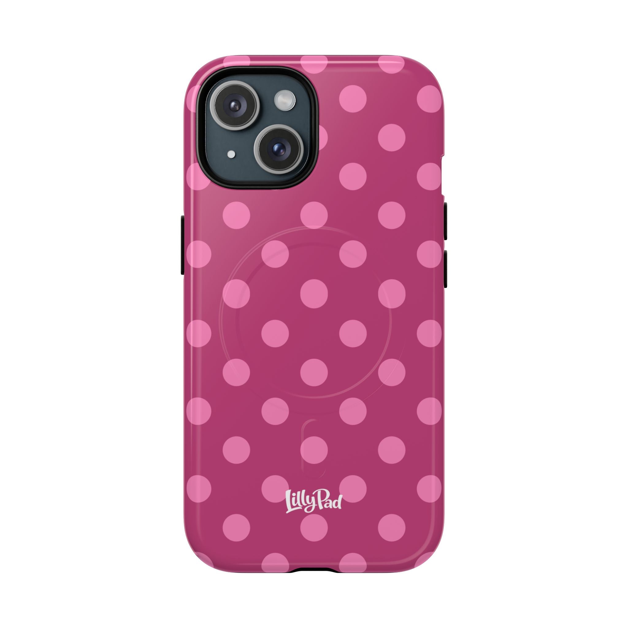 Pink Polka Dot Tough Magnetic Case | Phone Cover, MagSafe Compatible