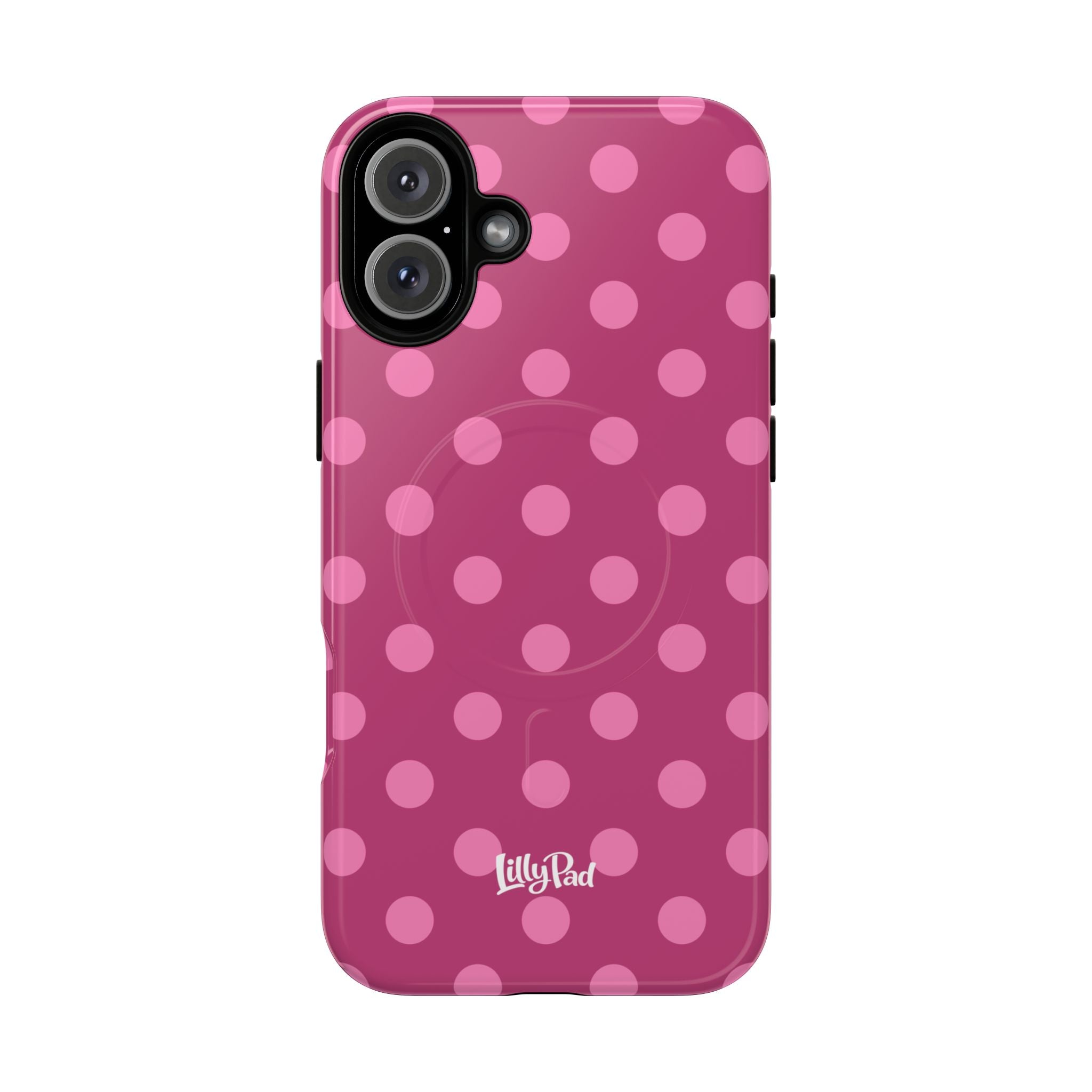 Pink Polka Dot Tough Magnetic Case | Phone Cover, MagSafe Compatible