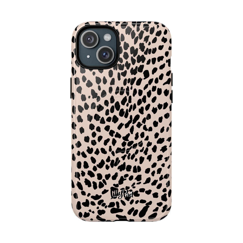 Leopard Print Phone Case Tough Magnetic Case | Pink Black Spot iPhone Cover