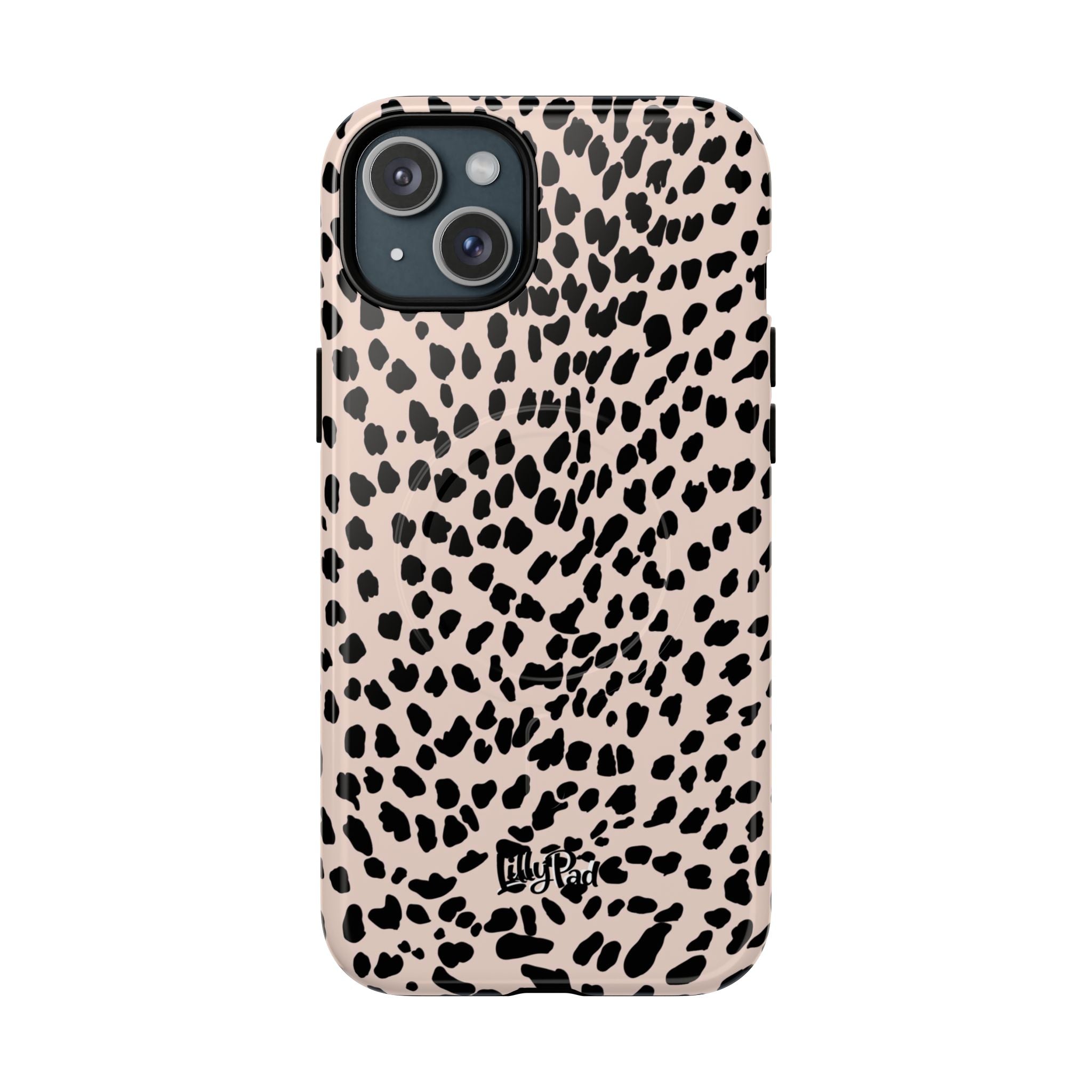 Leopard Print Phone Case Tough Magnetic Case | Pink Black Spot iPhone Cover