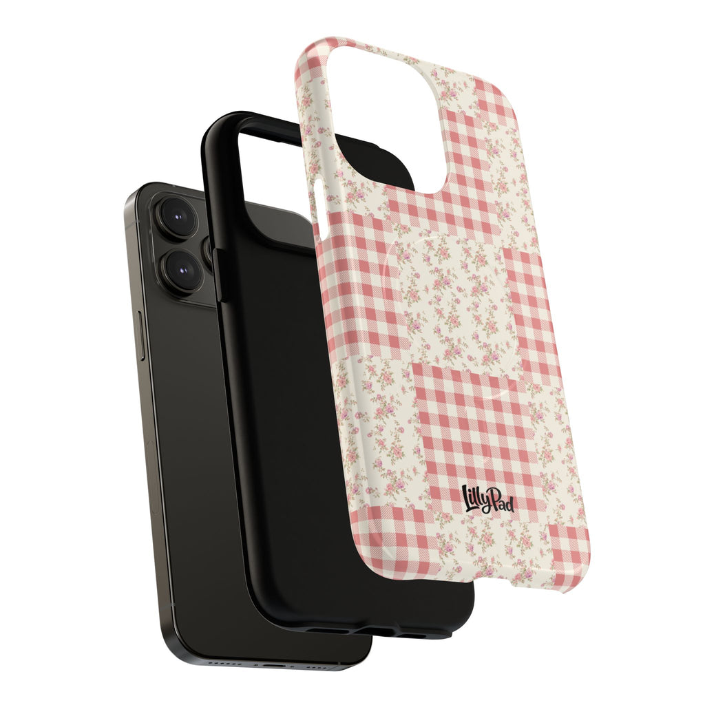 Pink Gingham Flower Phone Case | Tough Magnetic Case