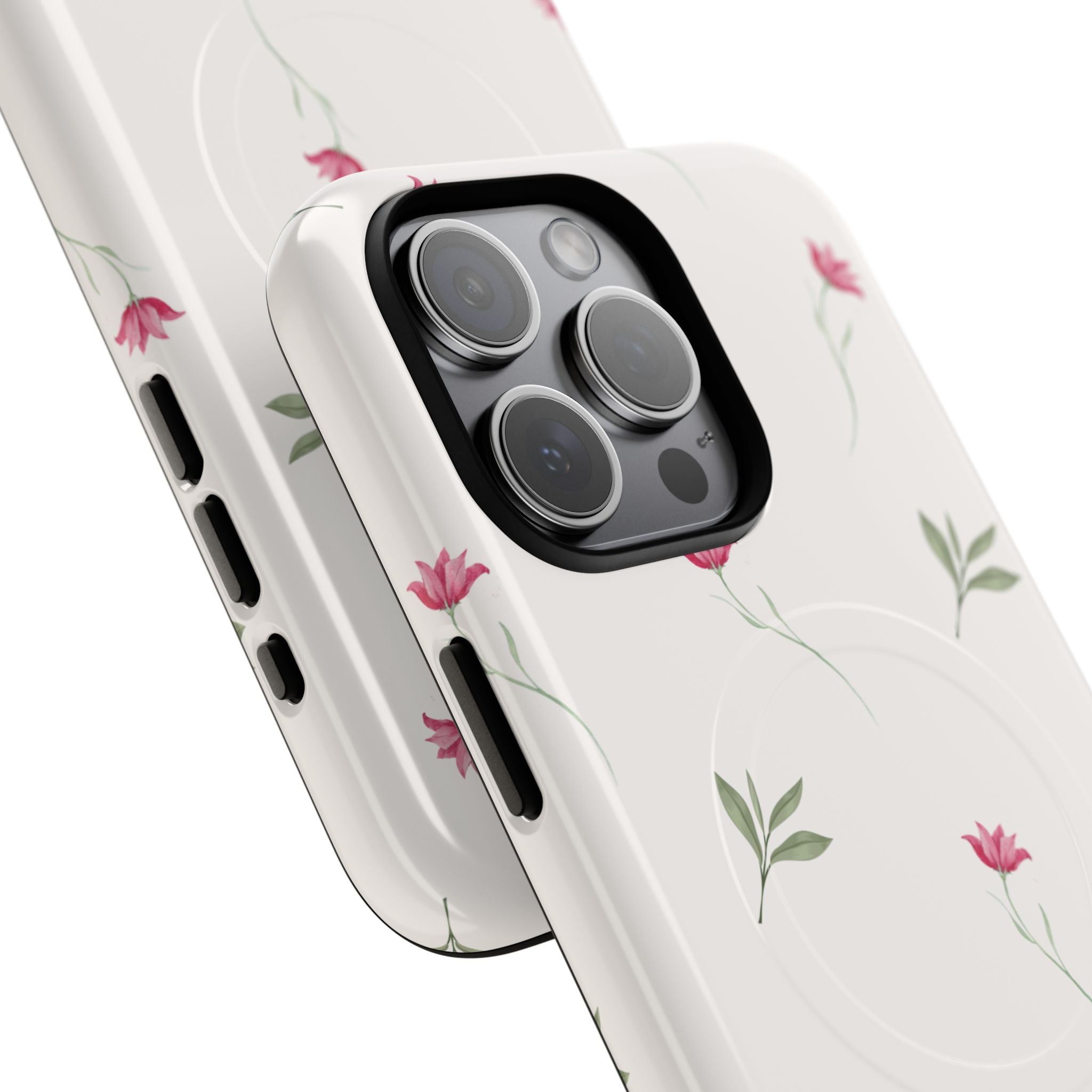 Minimal Pink Wildflowers Phone Case | Magnetic Case
