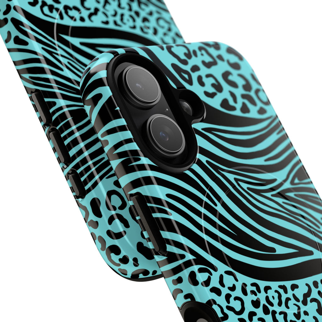 Y2K Animal Print Phone Case | Magnetic Tough Case, Zebra Leopard Blend