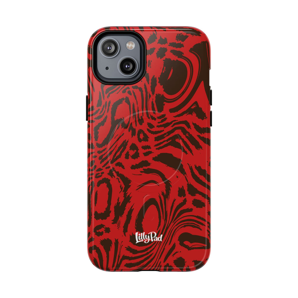 Red Black Swirl Pattern Phone Case | Tough Magnetic Case