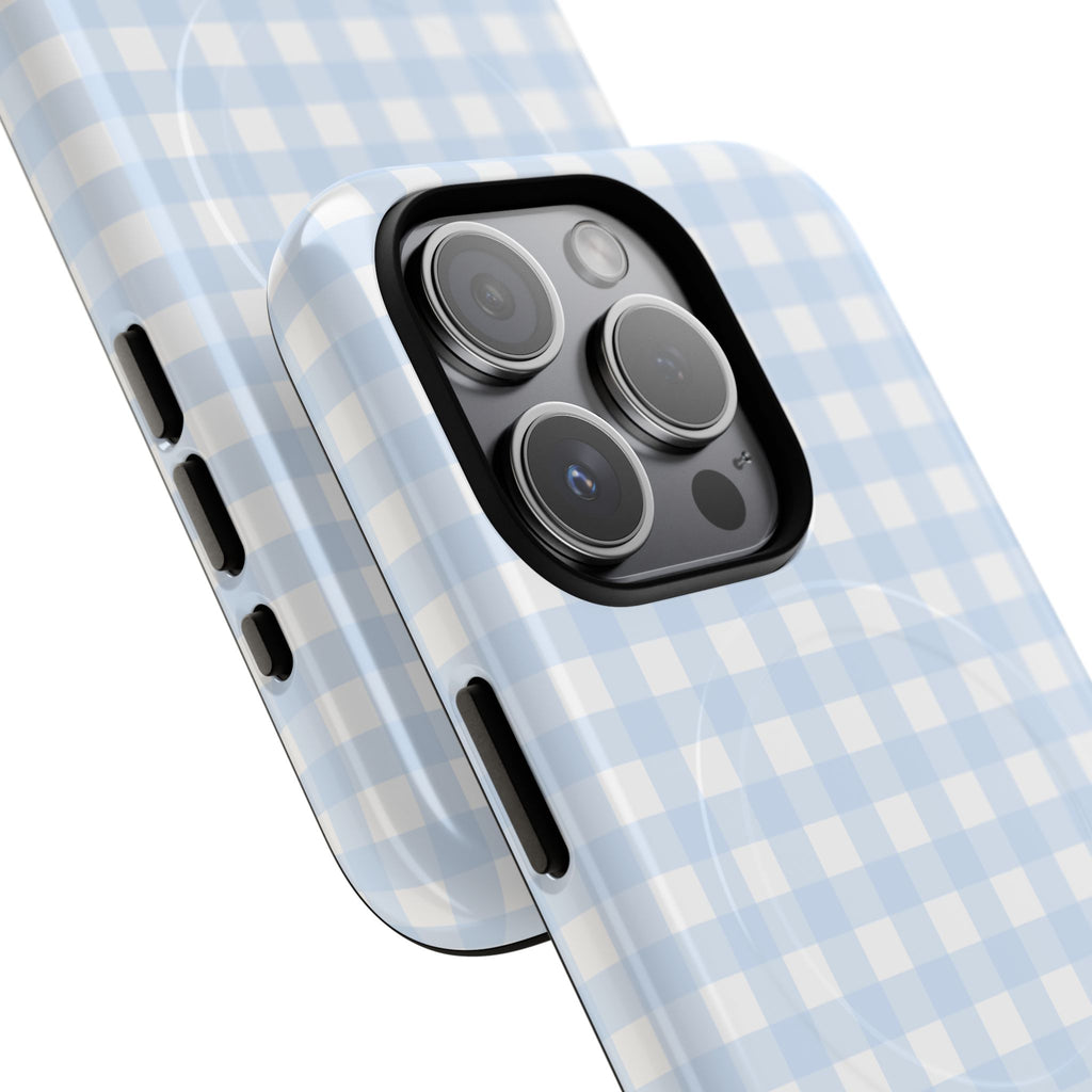 Blue Gingham Check Tough Phone Case | Plaid iPhone Cover