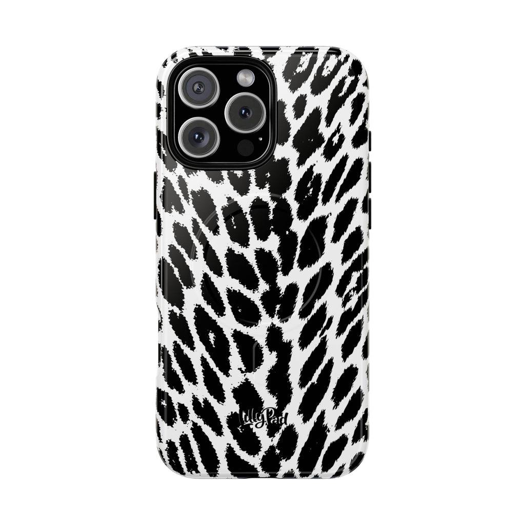 Black White Leopard Print Phone Case | Tough Magnetic Case