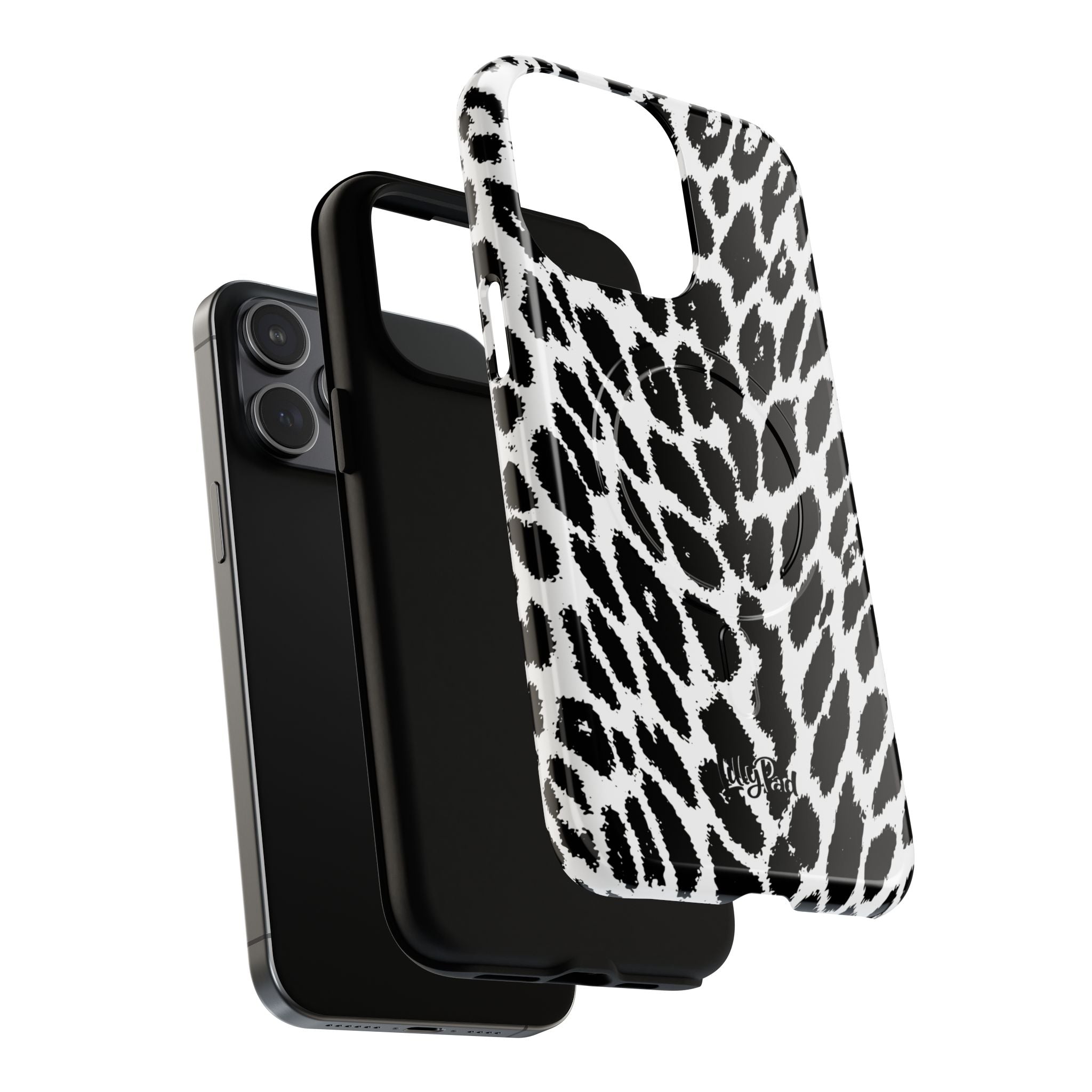 Black White Leopard Print Phone Case | Tough Magnetic Case